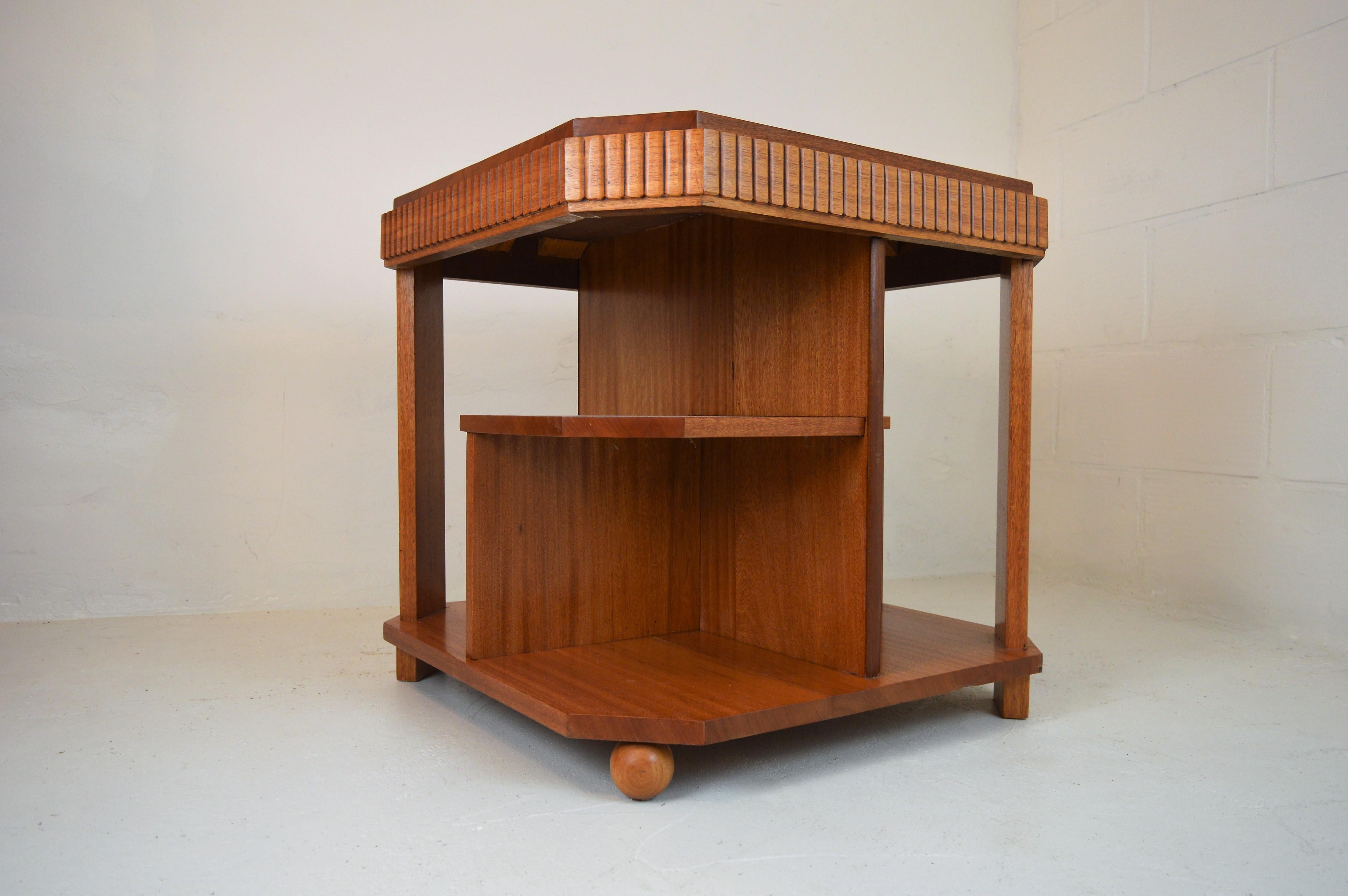 Mid-20th Century Art Deco Bookcase-Table in Solid Mahogany Blond by Michel Dufet, 1930s