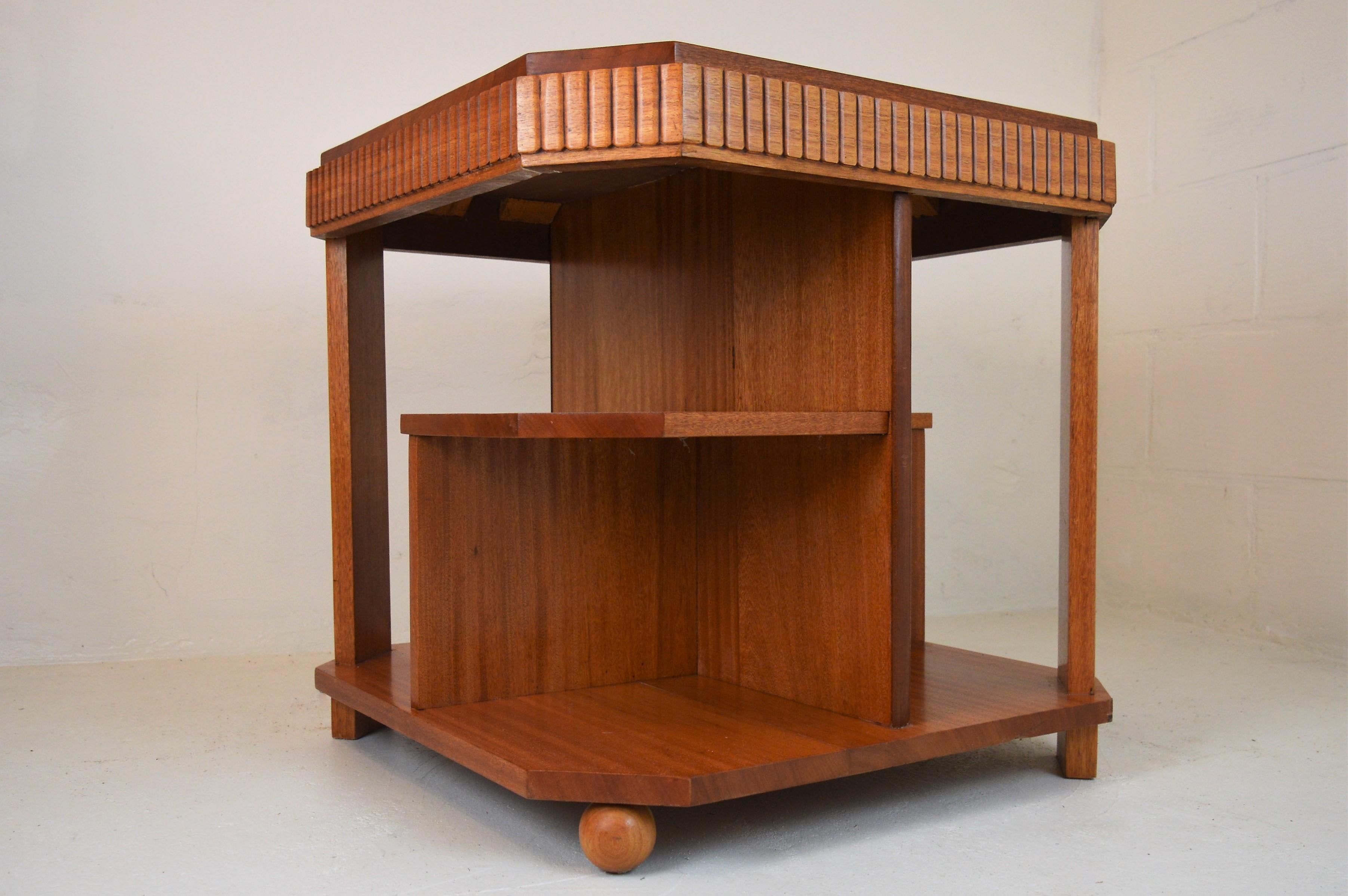 Art Deco Bookcase-Table in Solid Mahogany Blond by Michel Dufet, 1930s 1