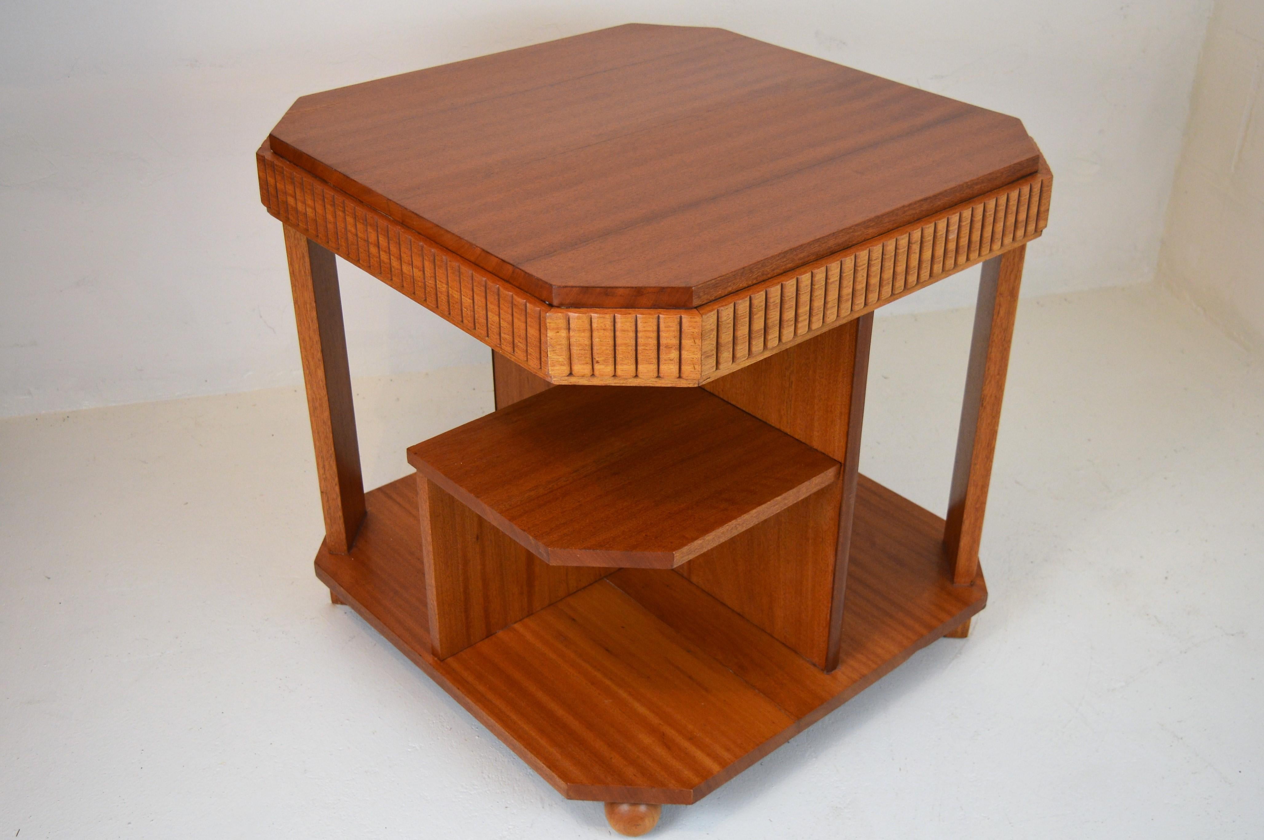 Art Deco Bookcase-Table in Solid Mahogany Blond by Michel Dufet, 1930s 2
