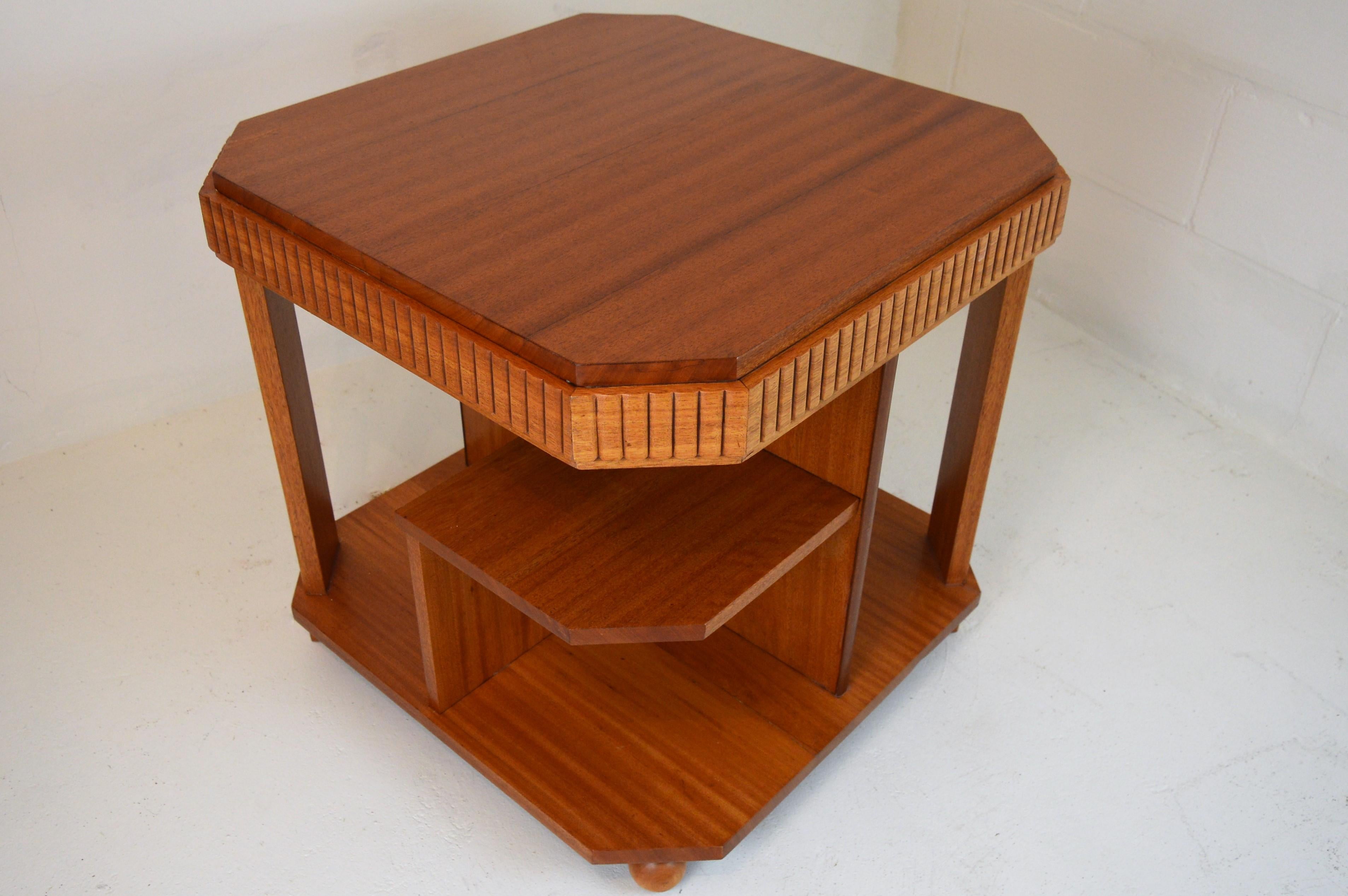 Art Deco Bookcase-Table in Solid Mahogany Blond by Michel Dufet, 1930s 4