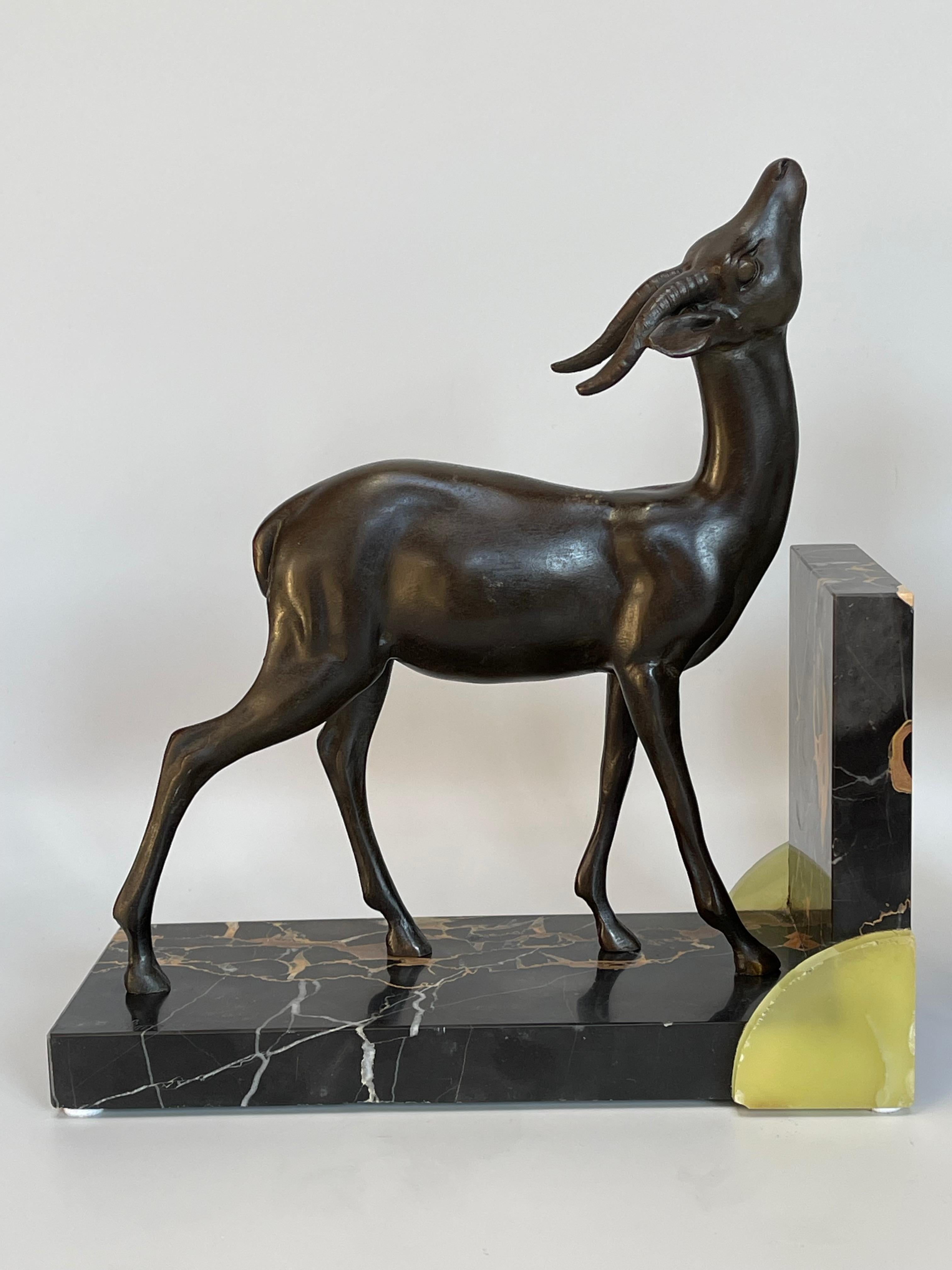 Art Deco Bookends Antelopes Signed Limousin For Sale 7