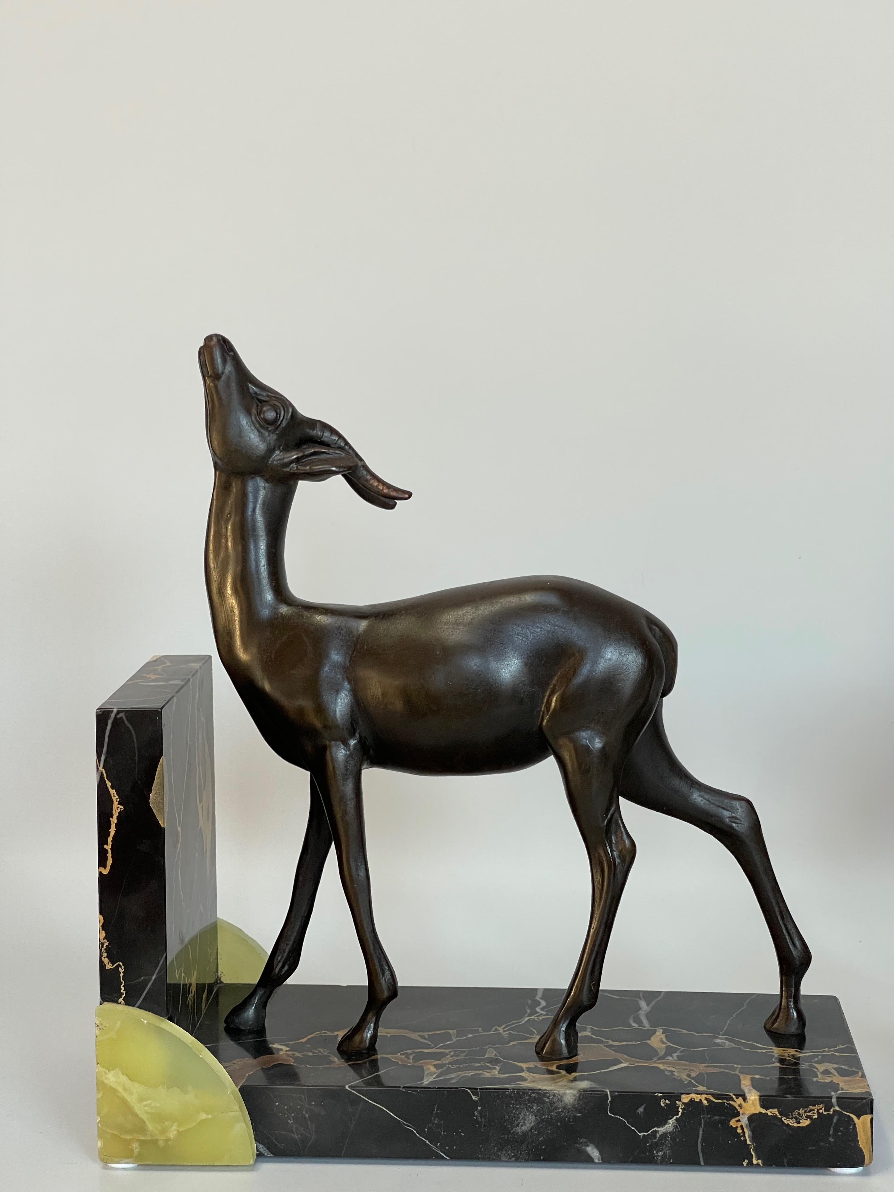 Art Deco Bookends Antelopes Signed Limousin For Sale 9