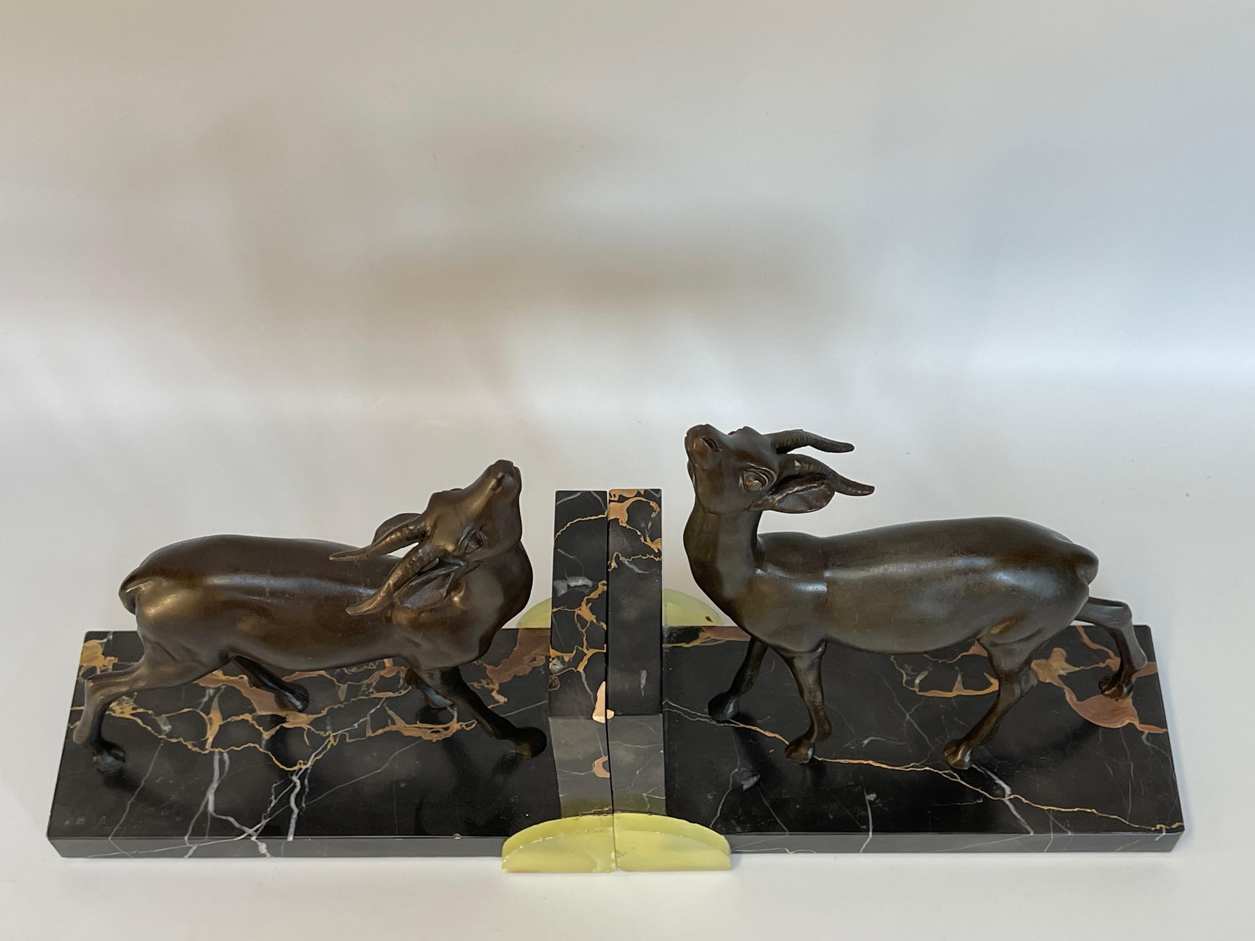 Art Deco Bookends Antelopes Signed Limousin For Sale 11