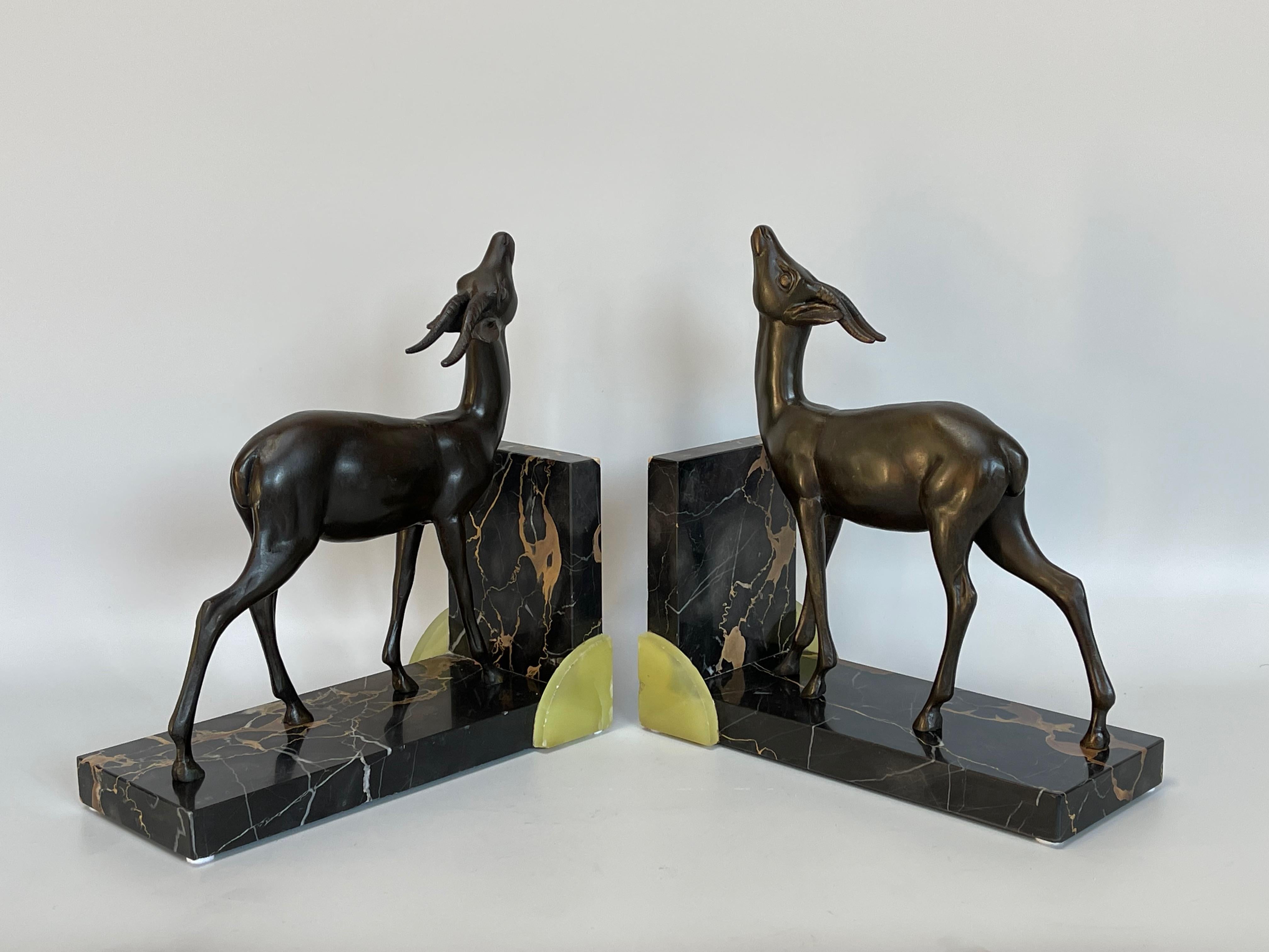 Art Deco Bookends Antelopes Signed Limousin For Sale 2