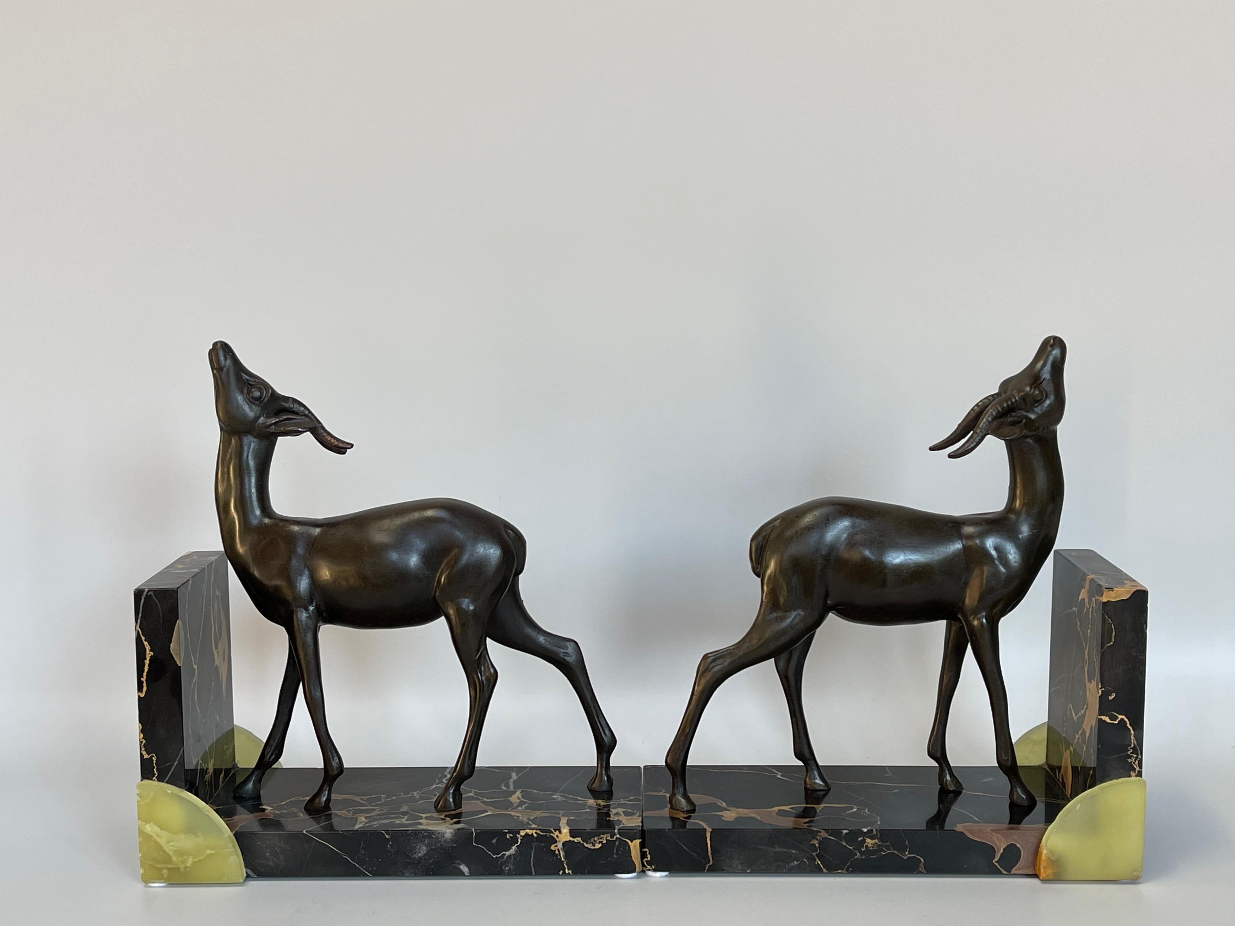 Art Deco Bookends Antelopes Signed Limousin For Sale 3