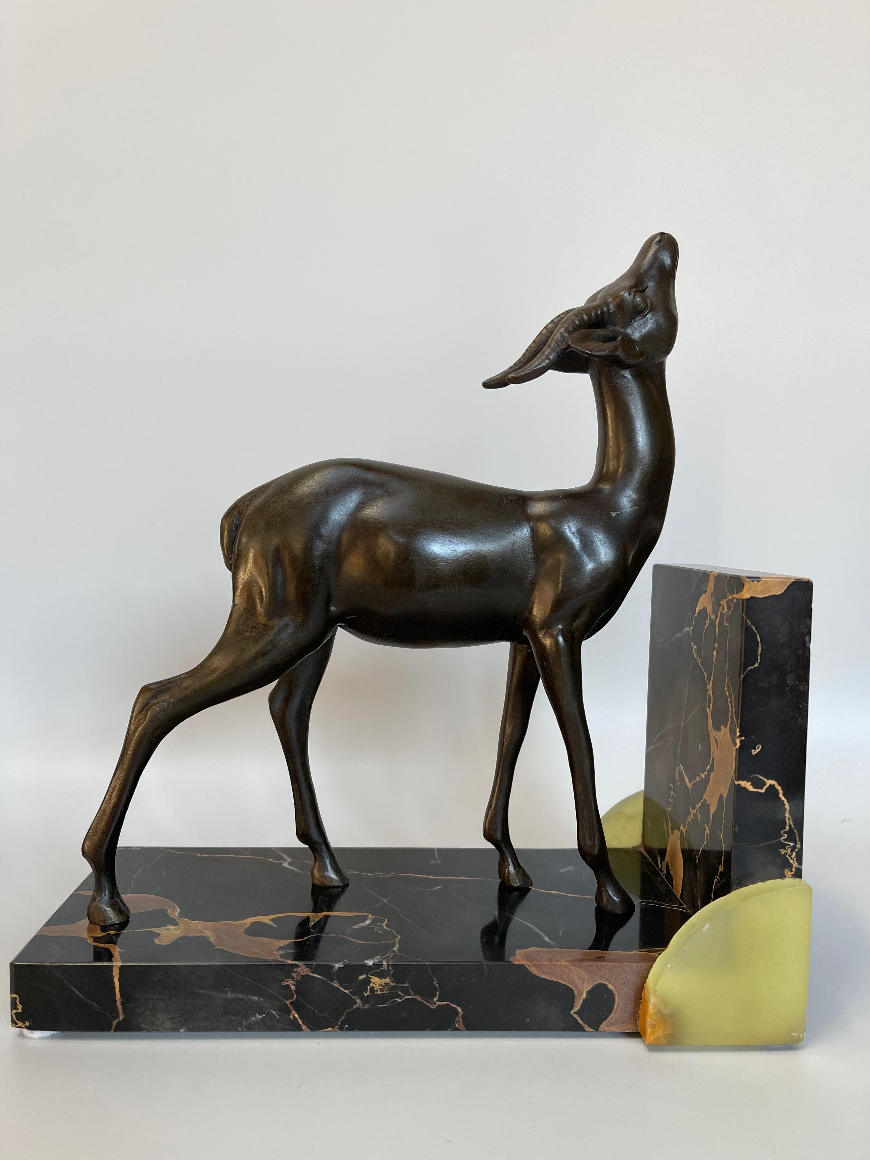 Art Deco Bookends Antelopes Signed Limousin For Sale 4