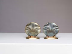 Art Deco Bookends, Brass Shells Design Sculptures, 1940s France