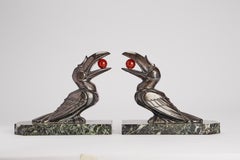 Art Decò bookends by Hippolyte Francois Moreau, depicting Tucans, France 1925.