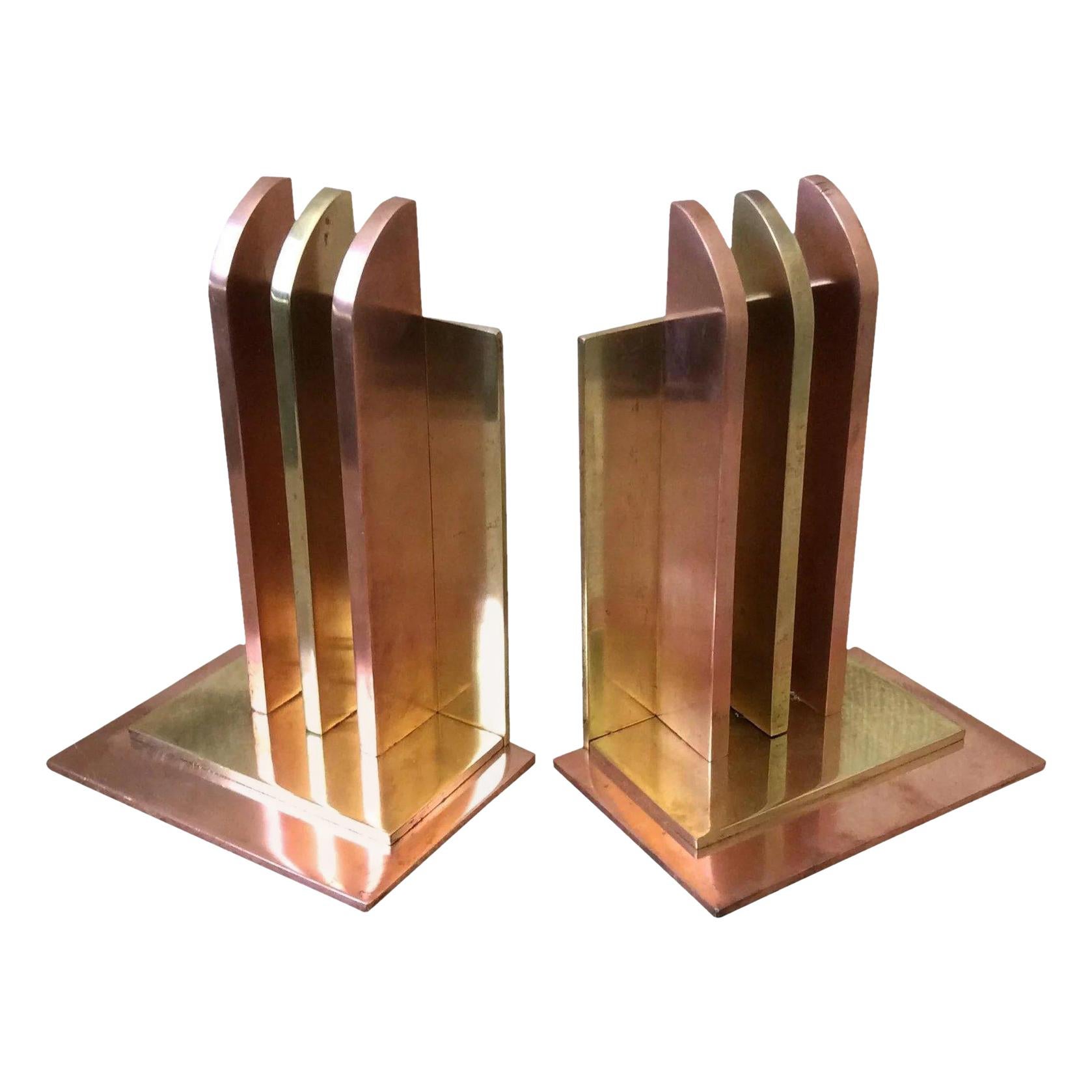 Art Deco Bookends by Walter Von Nessen for Chase Brass, Pair