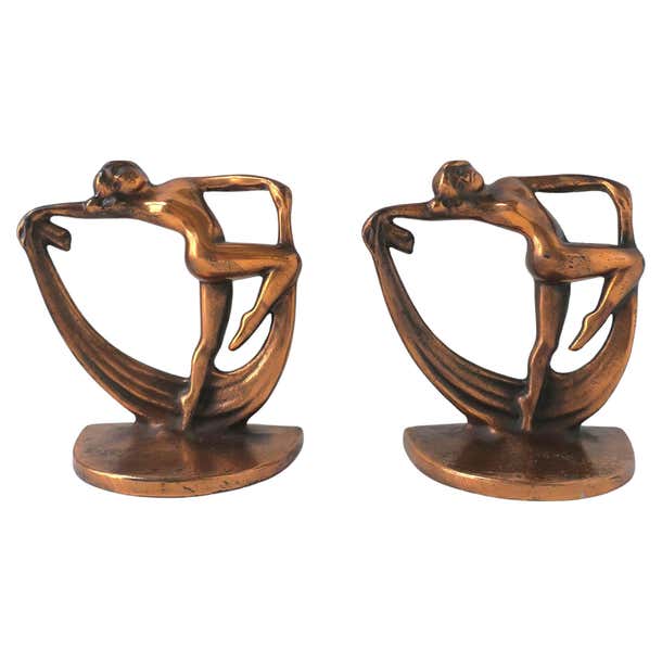 Figure Bookends Art Deco Bookends Female Figure, Pair For Sale at 1stDibs