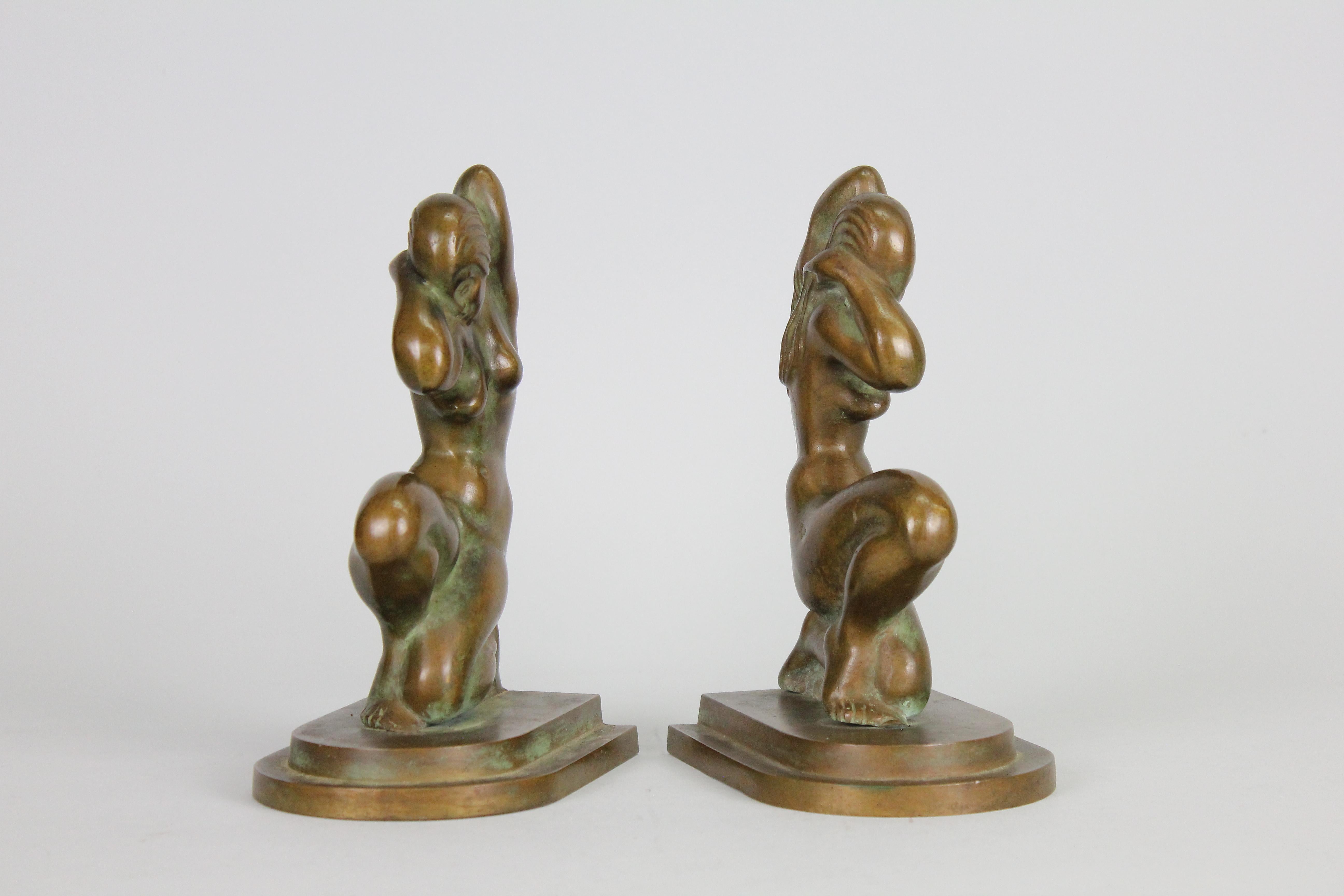 Art Deco Bookends in Bronze, Tinos, Denmark, 1930s In Good Condition In Skanninge, SE