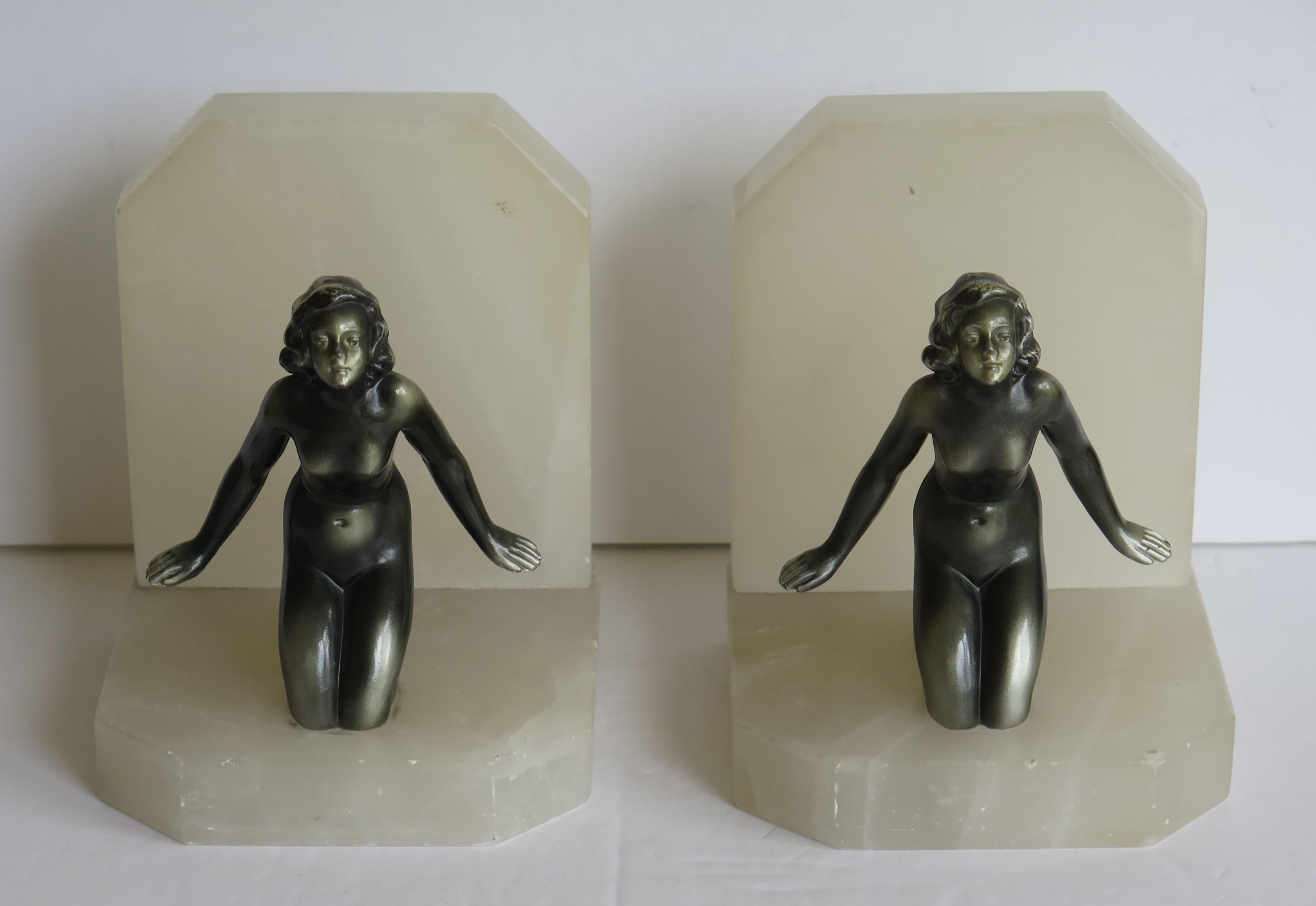 art deco lady bookends