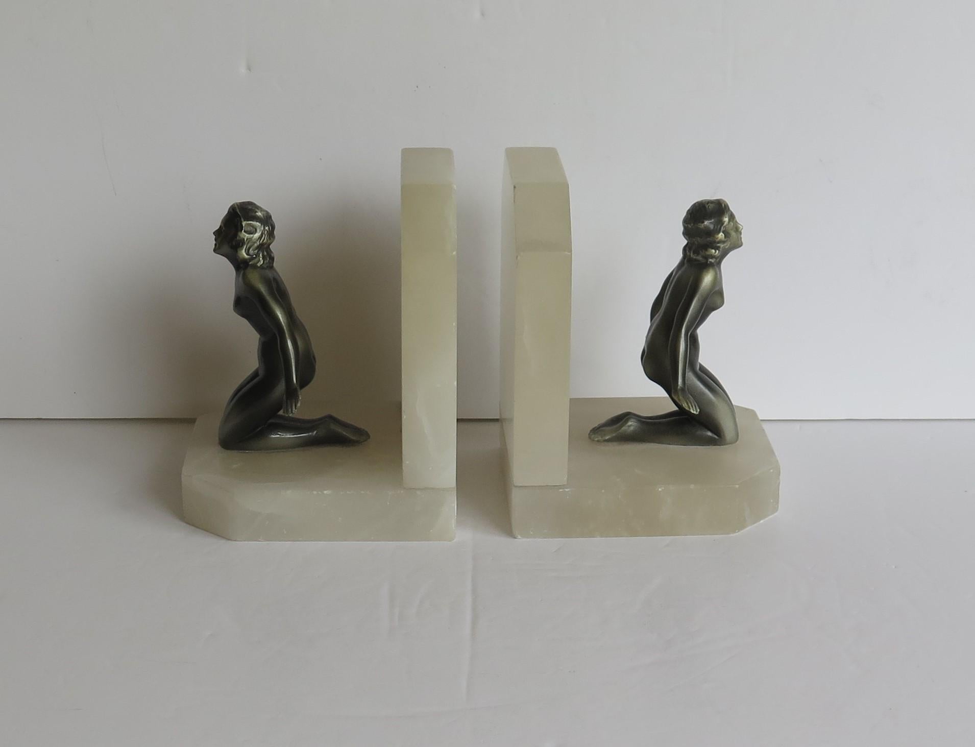 art deco marble bookends