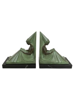 Art Deco Bookends, Moyen Age, Original Max Le Verrier