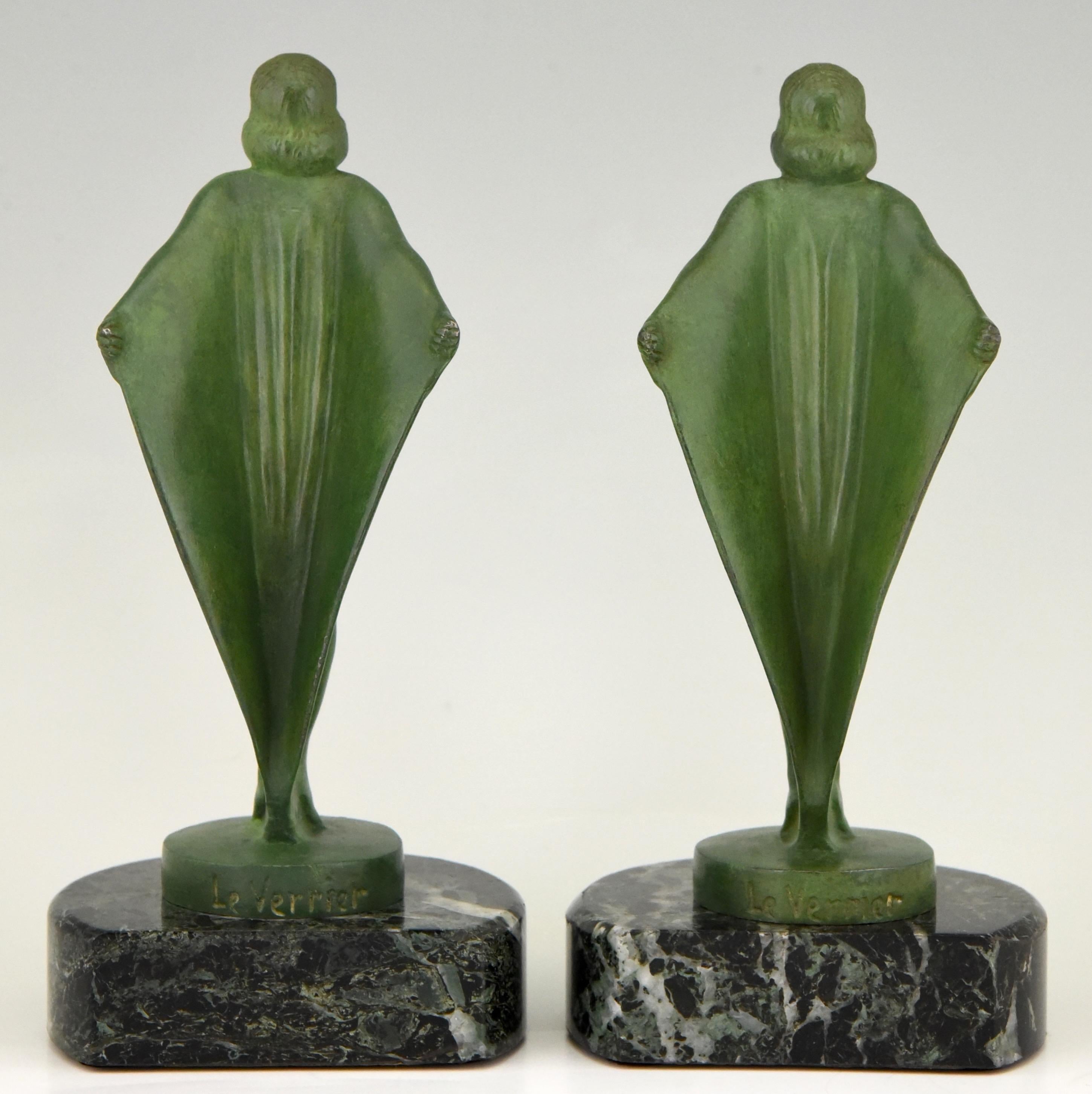 Mid-20th Century Art Deco Bookends Nude with Cape Max Le Verrier France, 1930