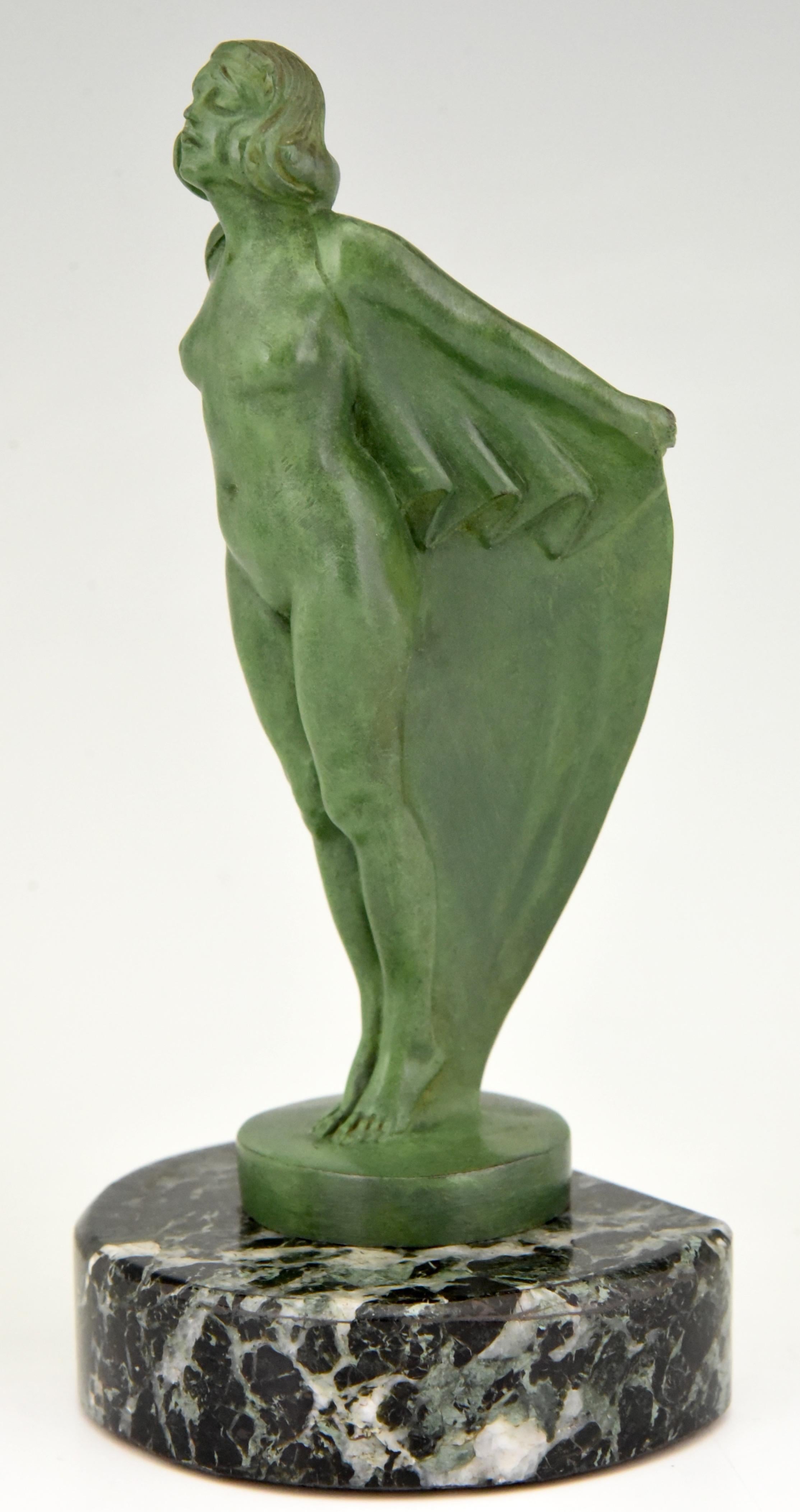 Art Deco Bookends Nude with Cape Max Le Verrier France, 1930 1