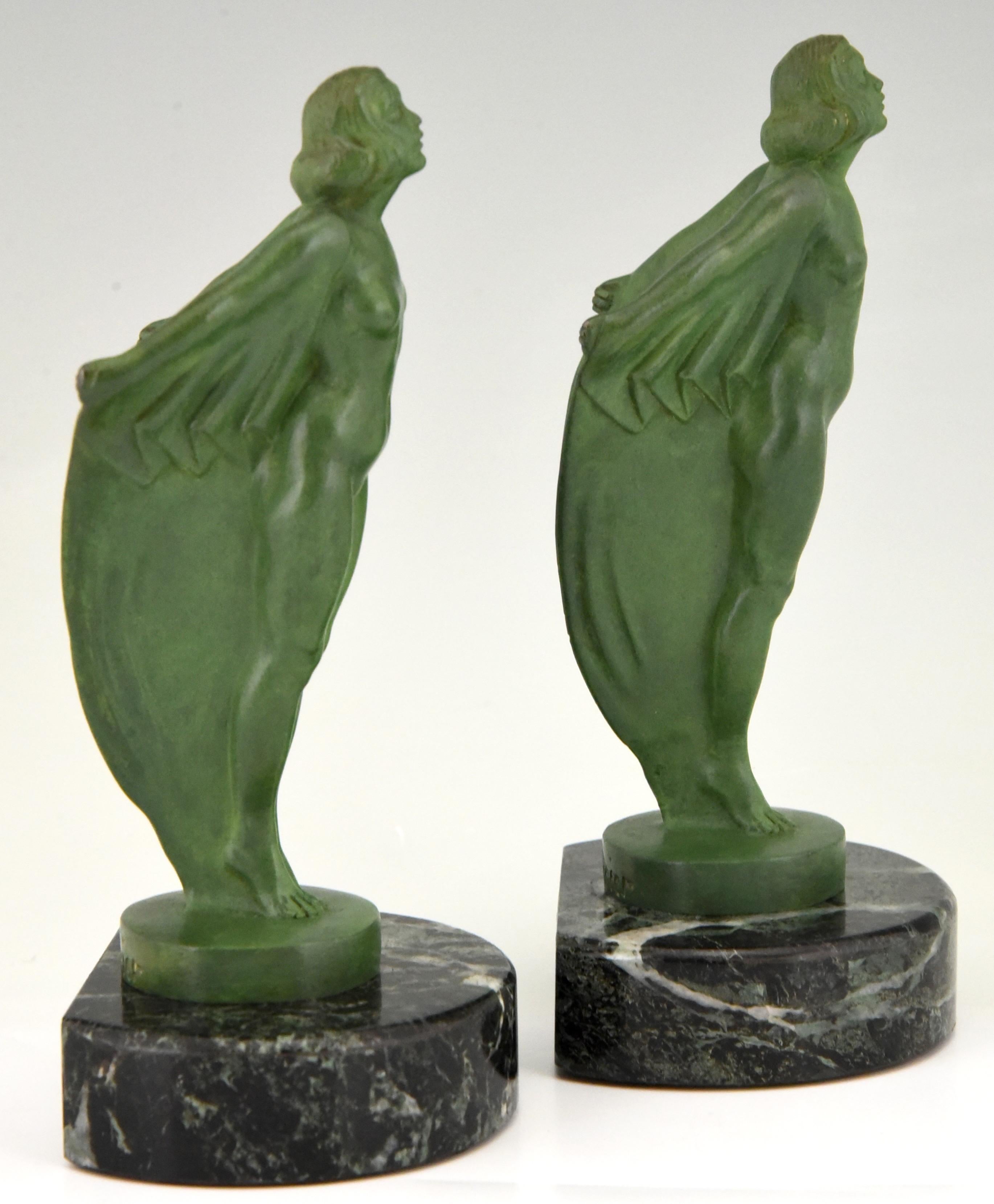 Art Deco Bookends Nude with Cape Max Le Verrier France, 1930 2