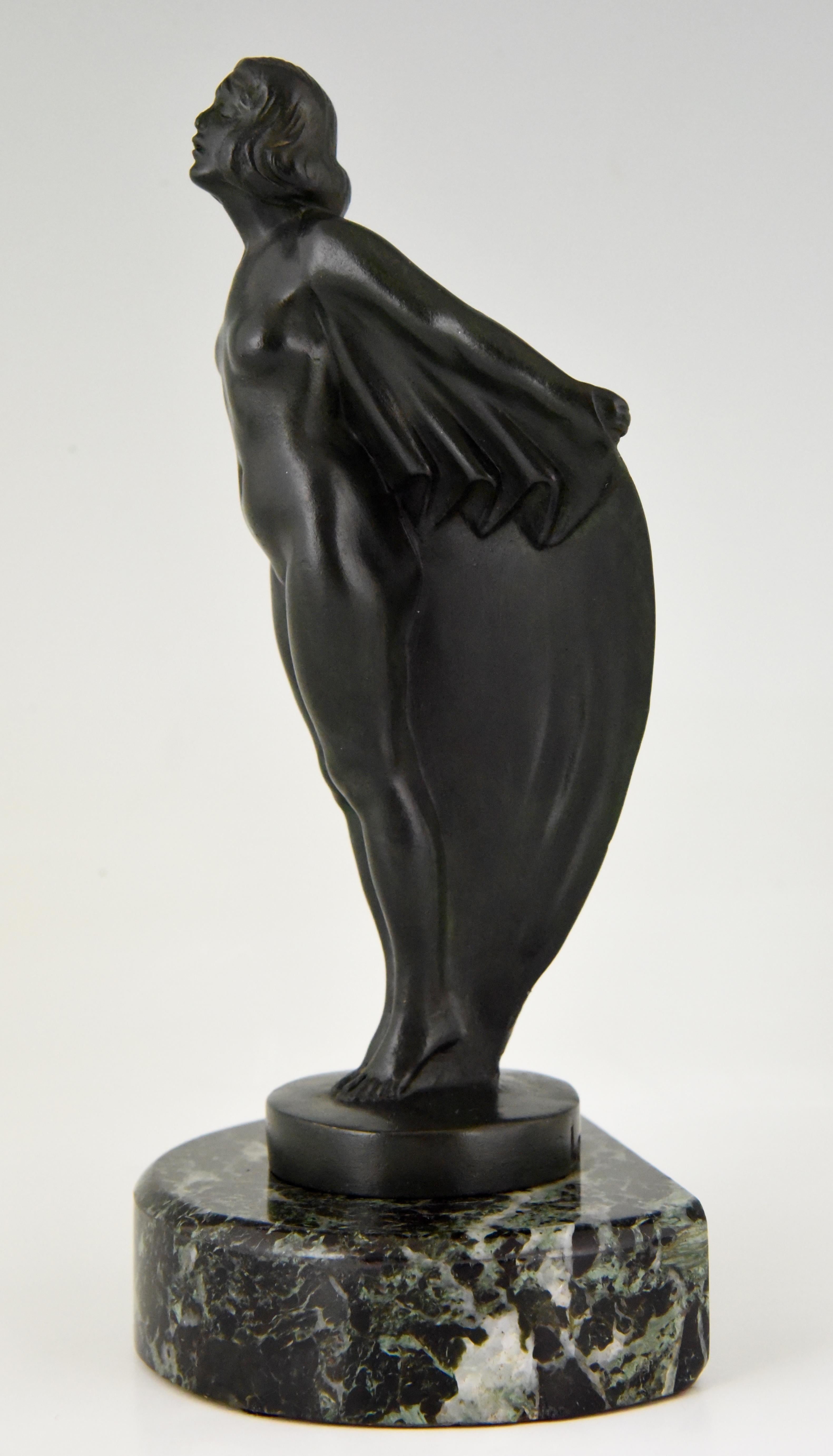 Art Deco Bookends Nude with Drape  Max Le Verrier France 1930 1