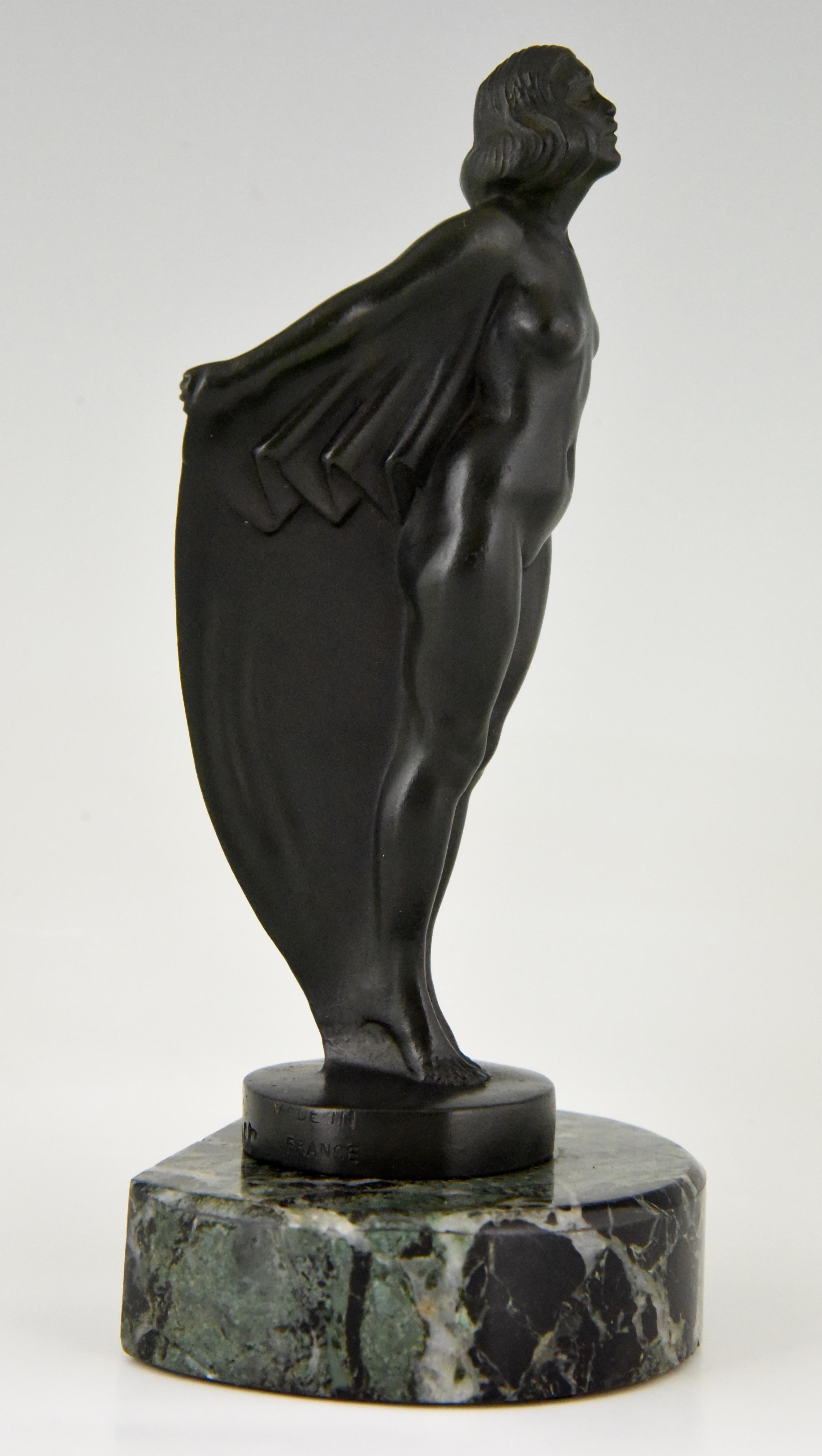 Art Deco Bookends Nude with Drape  Max Le Verrier France 1930 2