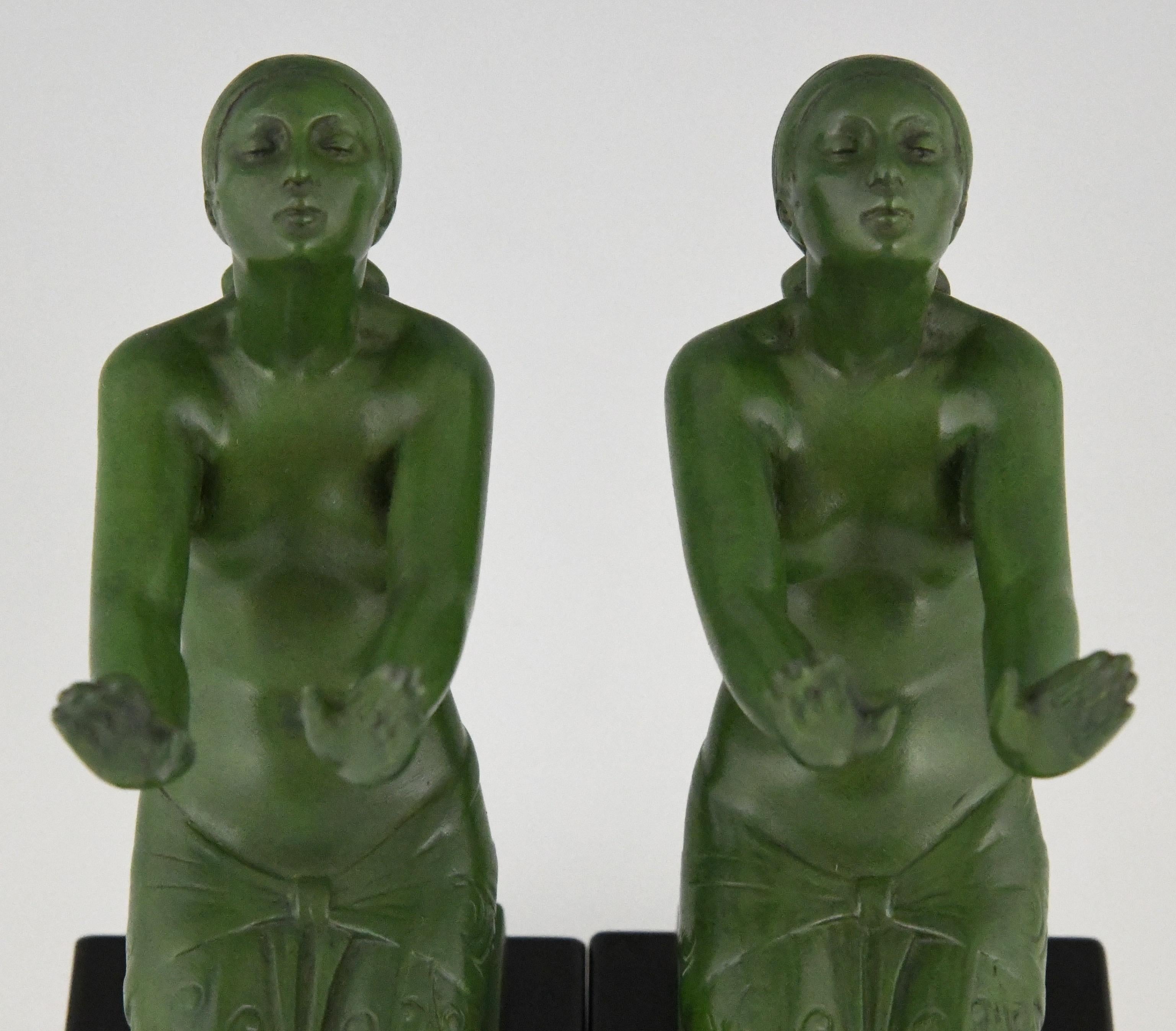 Art Deco Bookends Nudes Fayral, Pierre Le Faguays for Max Le Verrier France 1930 3