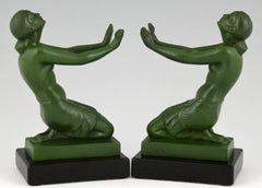 Art Deco Bookends Nudes Fayral, Pierre Le Faguays for Max Le Verrier France 1930