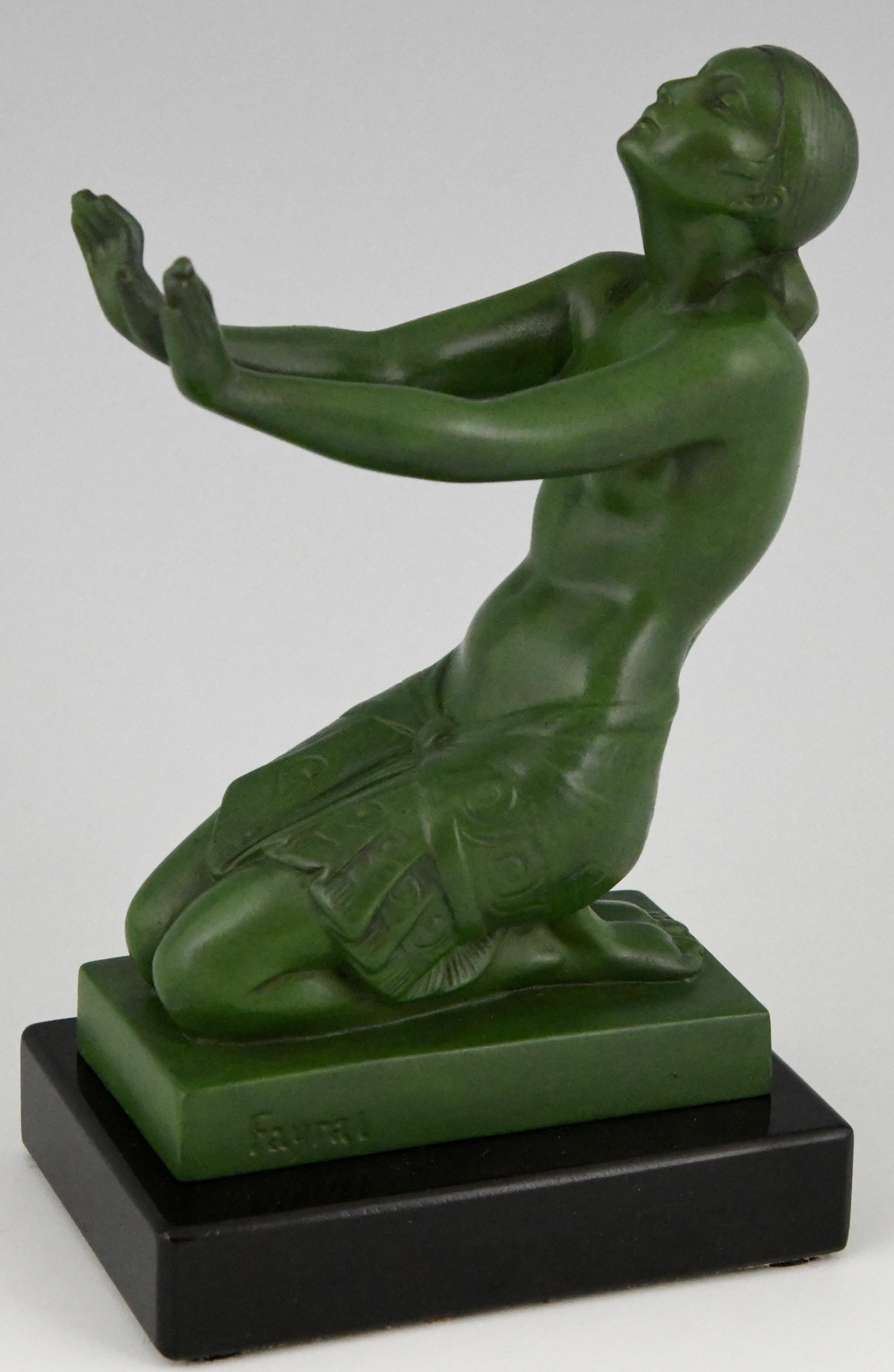 Metal Art Deco Bookends Nudes Fayral, Pierre Le Faguays for Max Le Verrier France 1930