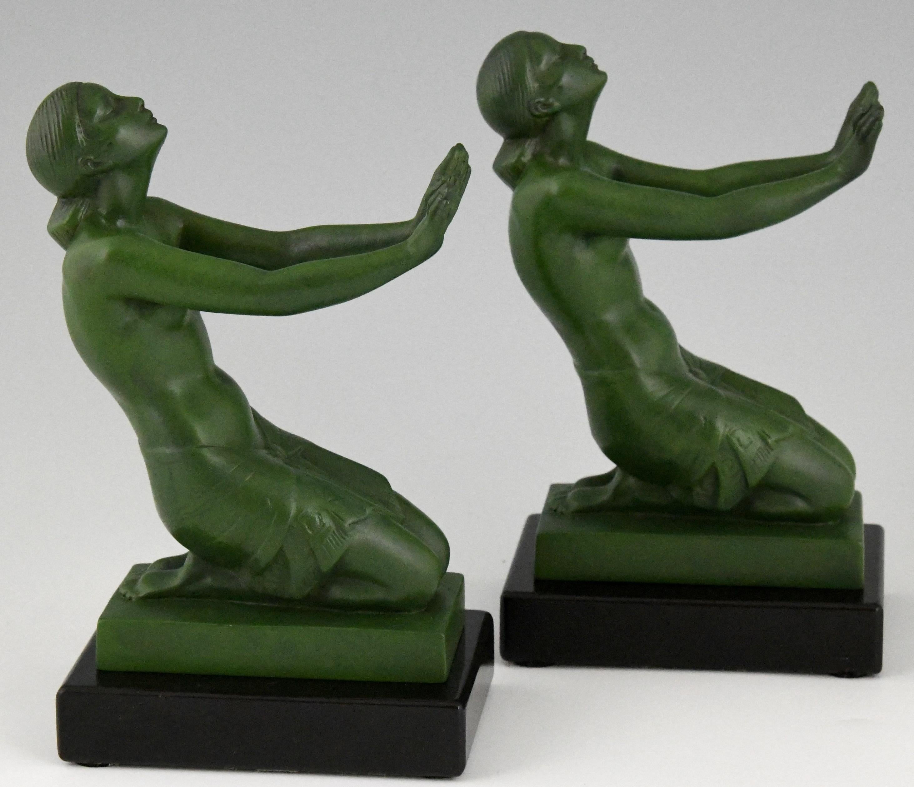 Art Deco Bookends Nudes Fayral, Pierre Le Faguays for Max Le Verrier France 1930 2