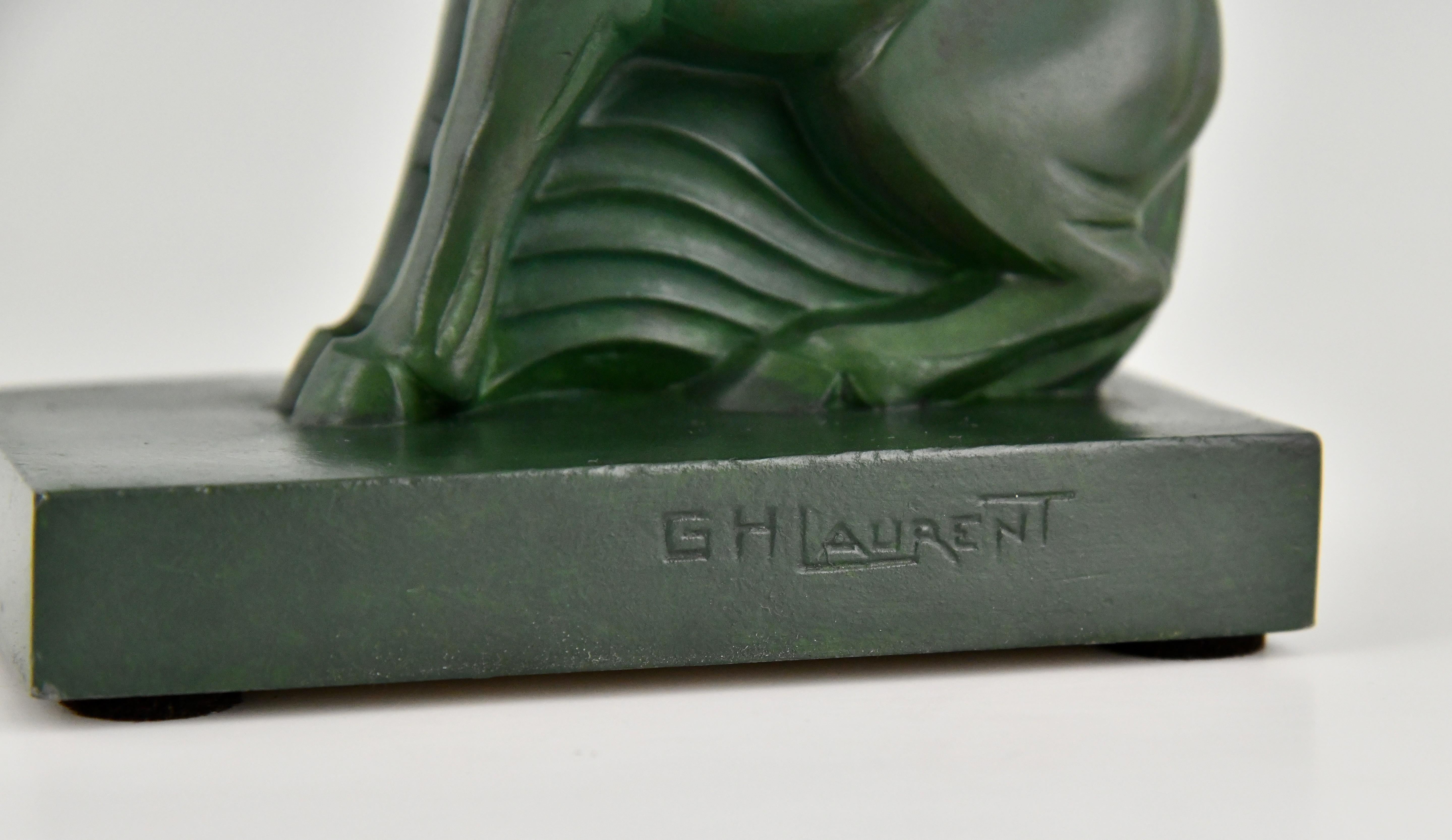 Art Deco bookends PEGASUS by G.H. Laurent France 1930, winged horses. For Sale 2