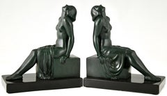 Art Deco bookends with seated nudes by Janle for Max le Verrier 1930