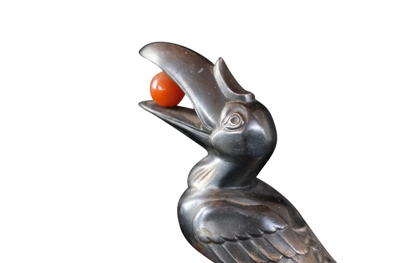 Art Deco Bookends with Toucan by Hippolyte François MOREAU, France 1920s In Good Condition For Sale In Baden-Baden, DE