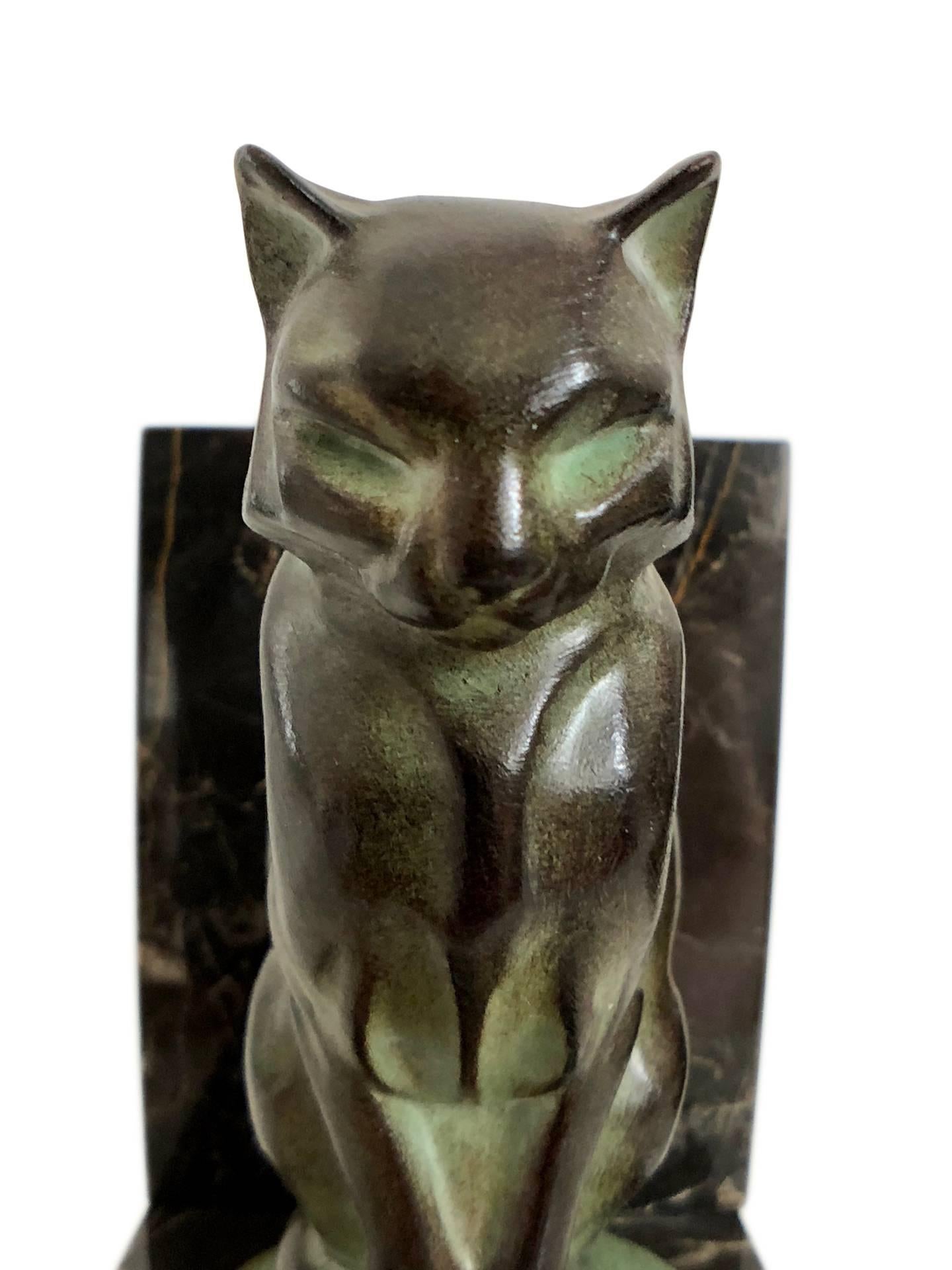 Art Deco Bookends, Chat et Dogue, Cat and Dog, Original Max Le Verrier 5