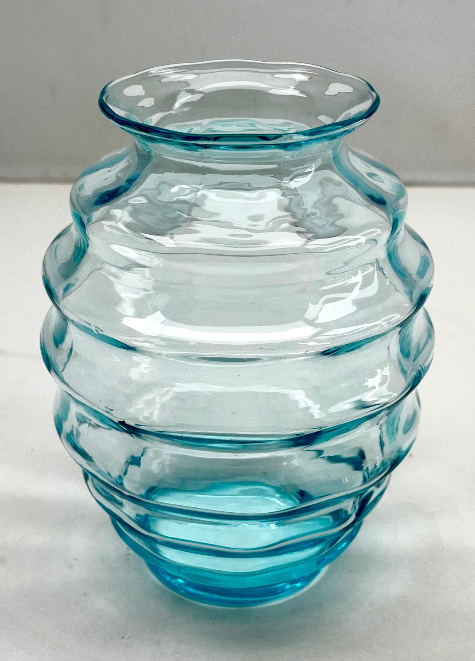 Art Glass Art Deco Boom, Hand made Vase Origins from Belgium 1930s For Sale