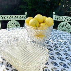 Art Deco Boopie Glass Snack Trays or Plates with Cigarette Rest - Set of 8