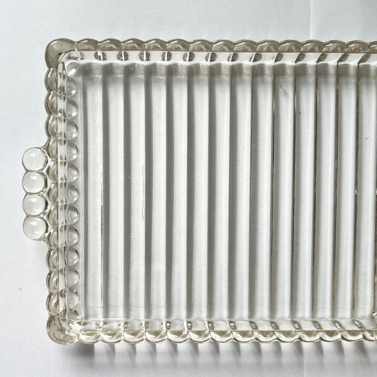 Art Deco Boopie Glass Snack Trays or Plates with Cigarette Rest - Set of 8 In Good Condition In Oklahoma City, OK