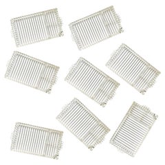 Art Deco Boopie Glass Snack Trays or Plates with Cigarette Rest - Set of 8
