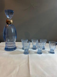 Art Deco Bottle and Glass Set from the 50s