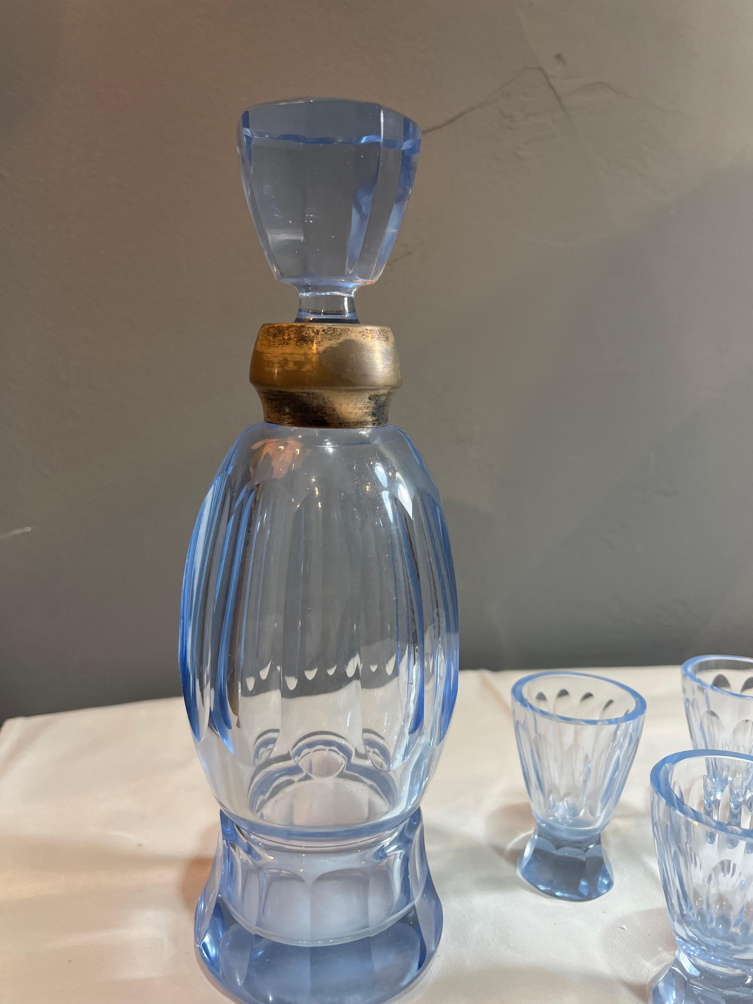 Mid-20th Century Art Deco Bottle and Glass Set from the 50s For Sale