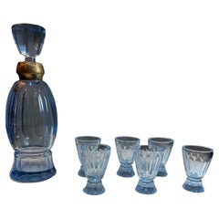Ensemble de bouteilles et de verres Art Déco des années 50