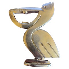 Art Déco bottle opener "Pelican". France 1920s. Chrome plated.