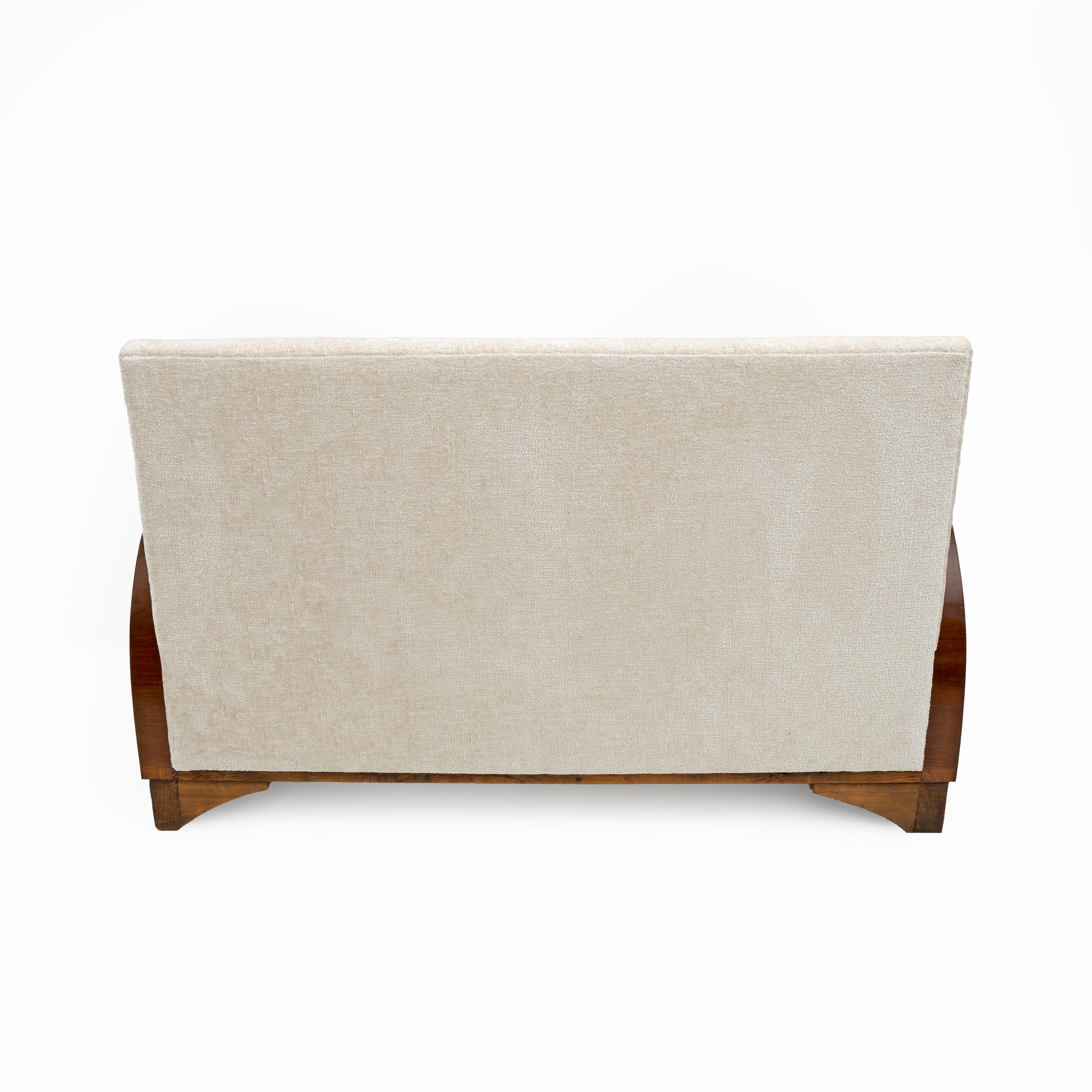 Loveseat Art Déco de Bouclè y nogal, Italia, años 30 en venta 4