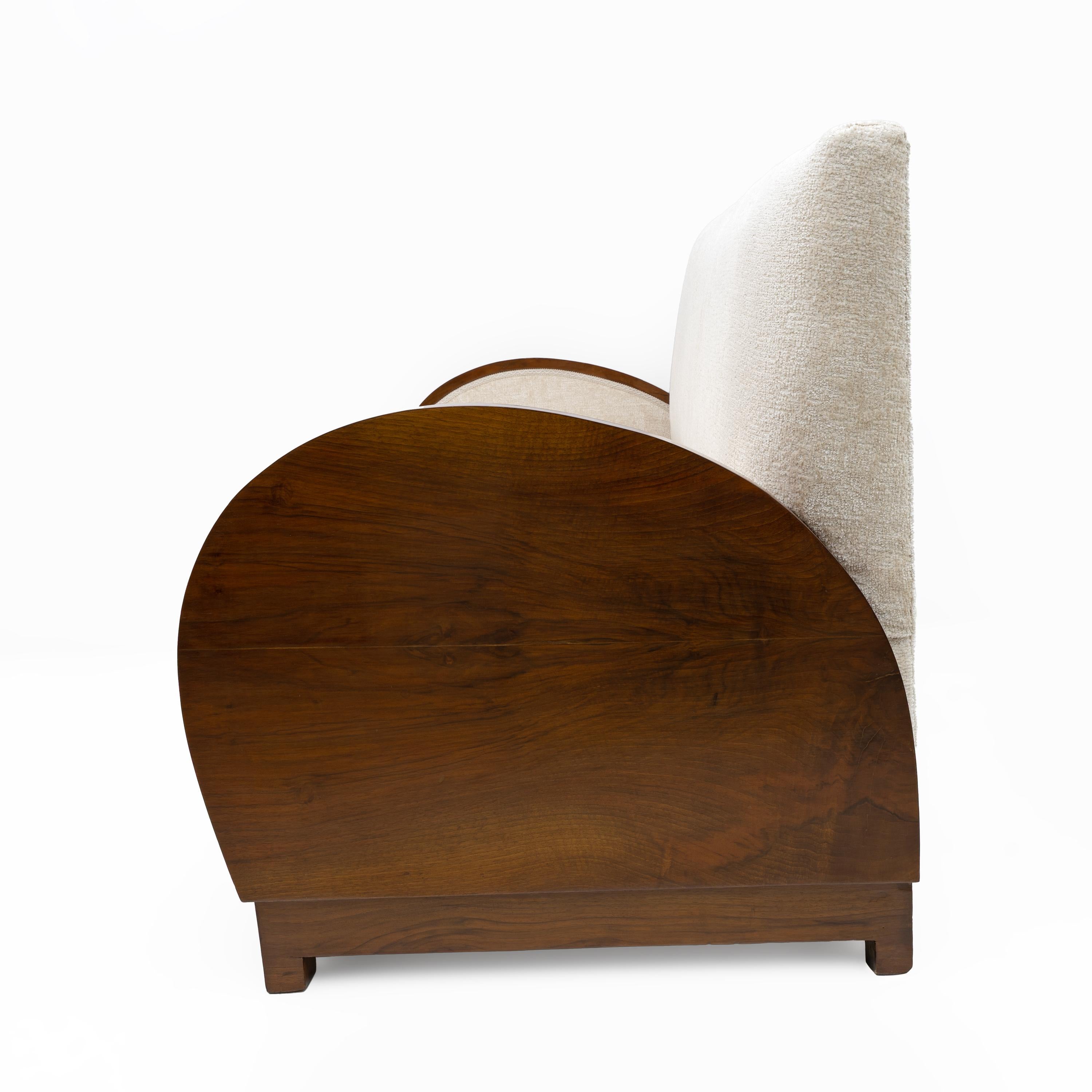 Loveseat Art Déco de Bouclè y nogal, Italia, años 30 en venta 2