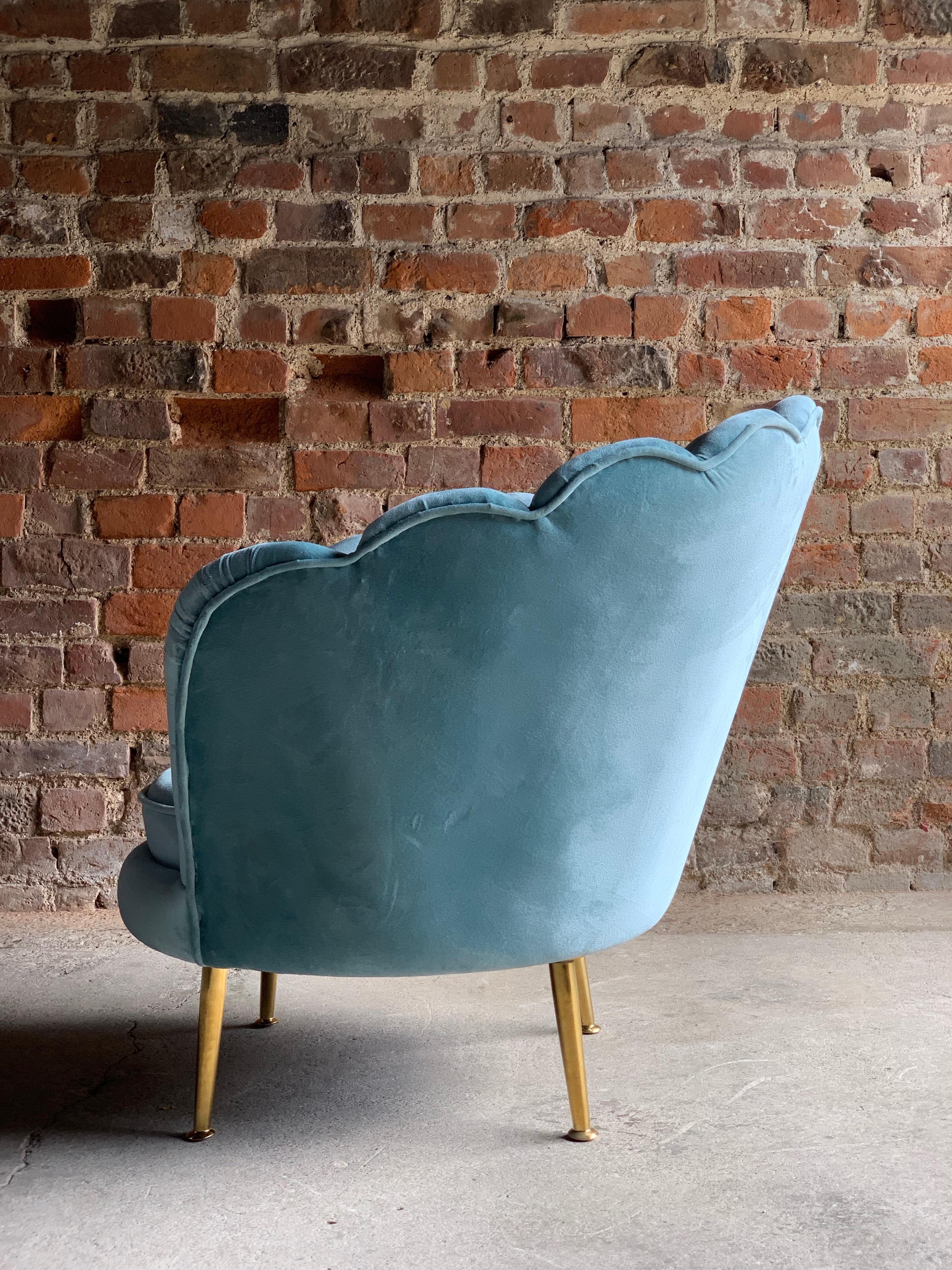 Art Deco Boudoir Cocktail Chair in Turquoise Velvet 1920s Style In Good Condition In Longdon, Tewkesbury