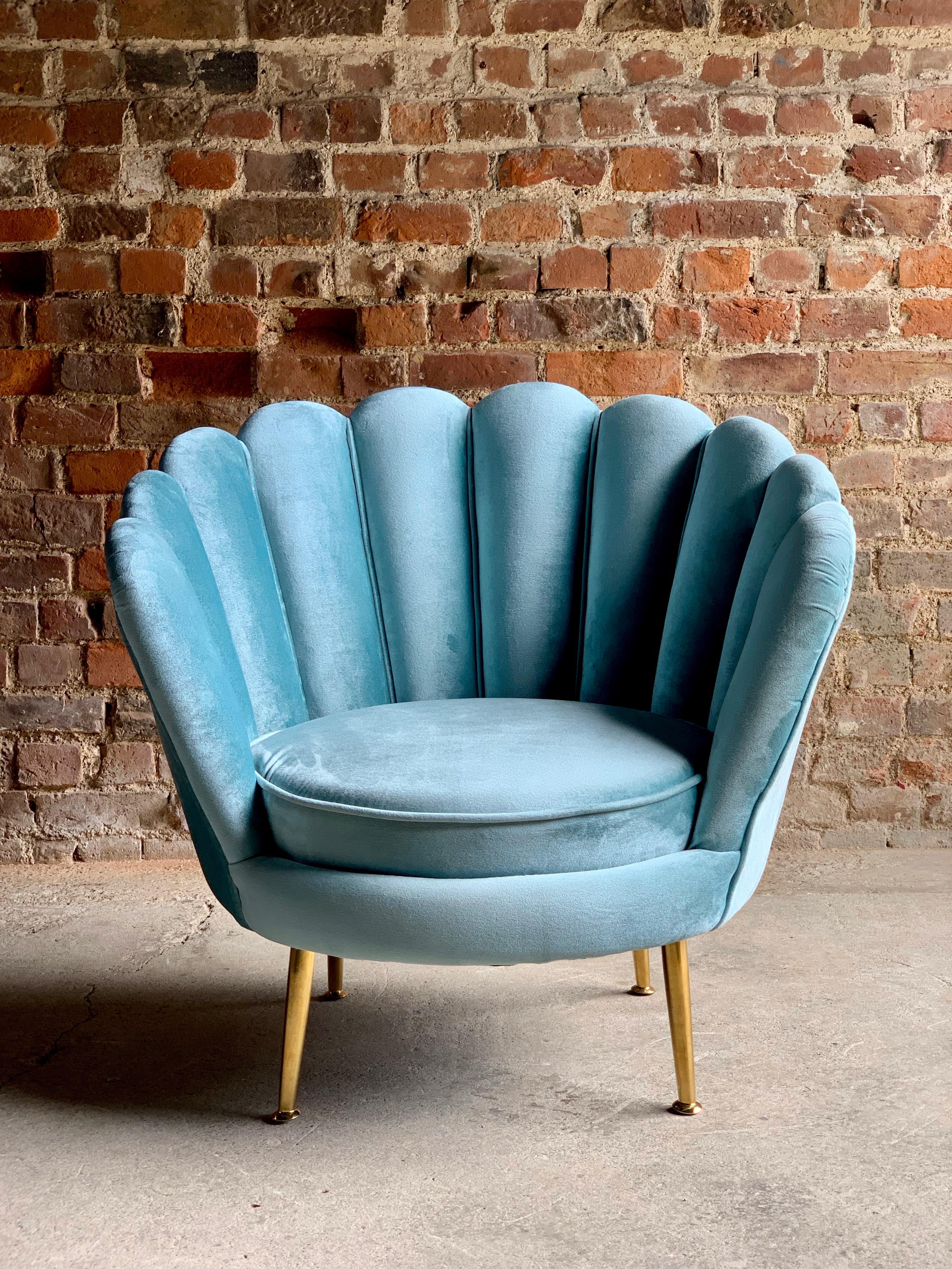 Contemporary Art Deco Boudoir Cocktail Chair in Turquoise Velvet 1920s Style