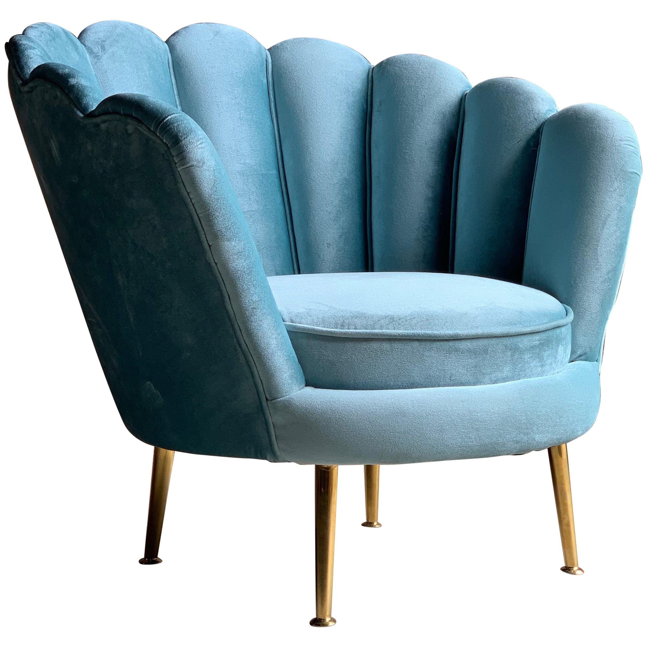 Art Deco Boudoir Cocktail Chair in Turquoise Velvet 1920s Style