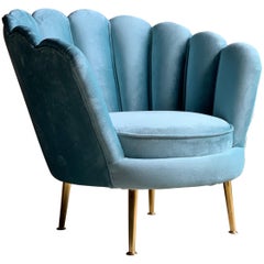 Art Deco Boudoir Cocktail Chair in Turquoise Velvet 1920s Style
