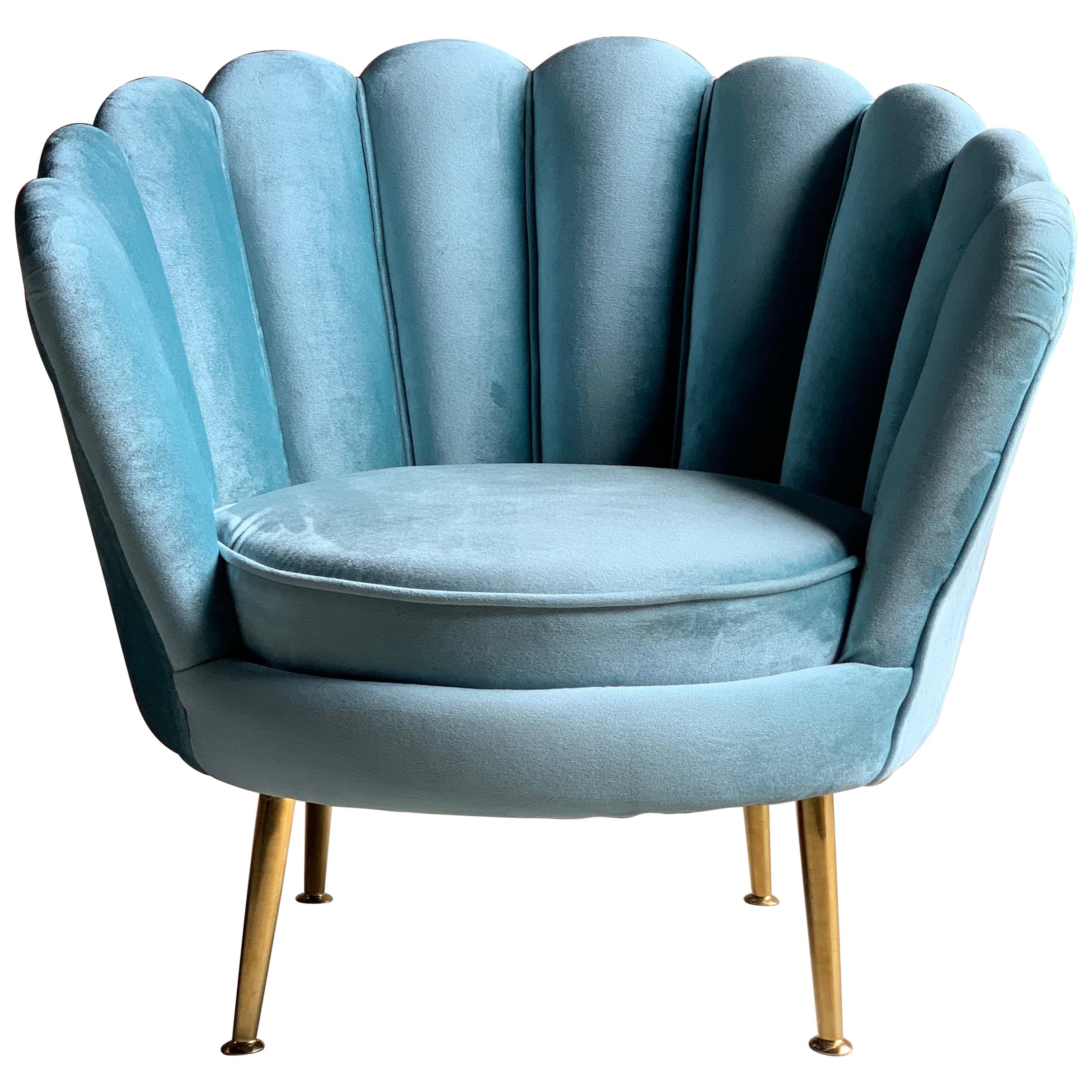 Art Deco Boudoir Cocktail Chair in Turquoise Velvet 1920s Style