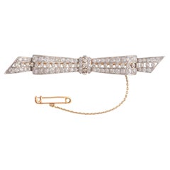 Art Deco Bow Brooch Diamond Platinum
