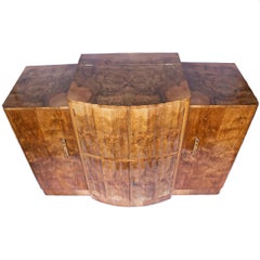 Art Deco, Bow Fronted, Walnut Cocktail Sideboard by Harry and Lou Epstein