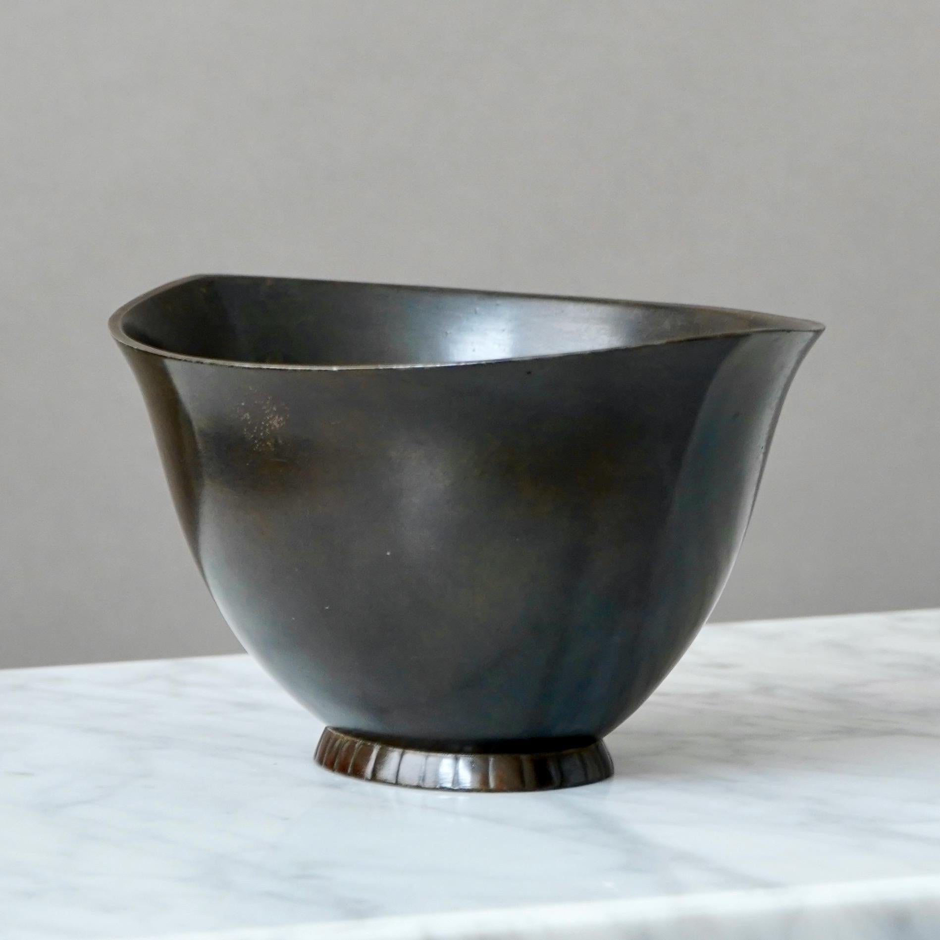 Metal Art Deco Bowl by Just Andersen, Denmark, 1920s For Sale