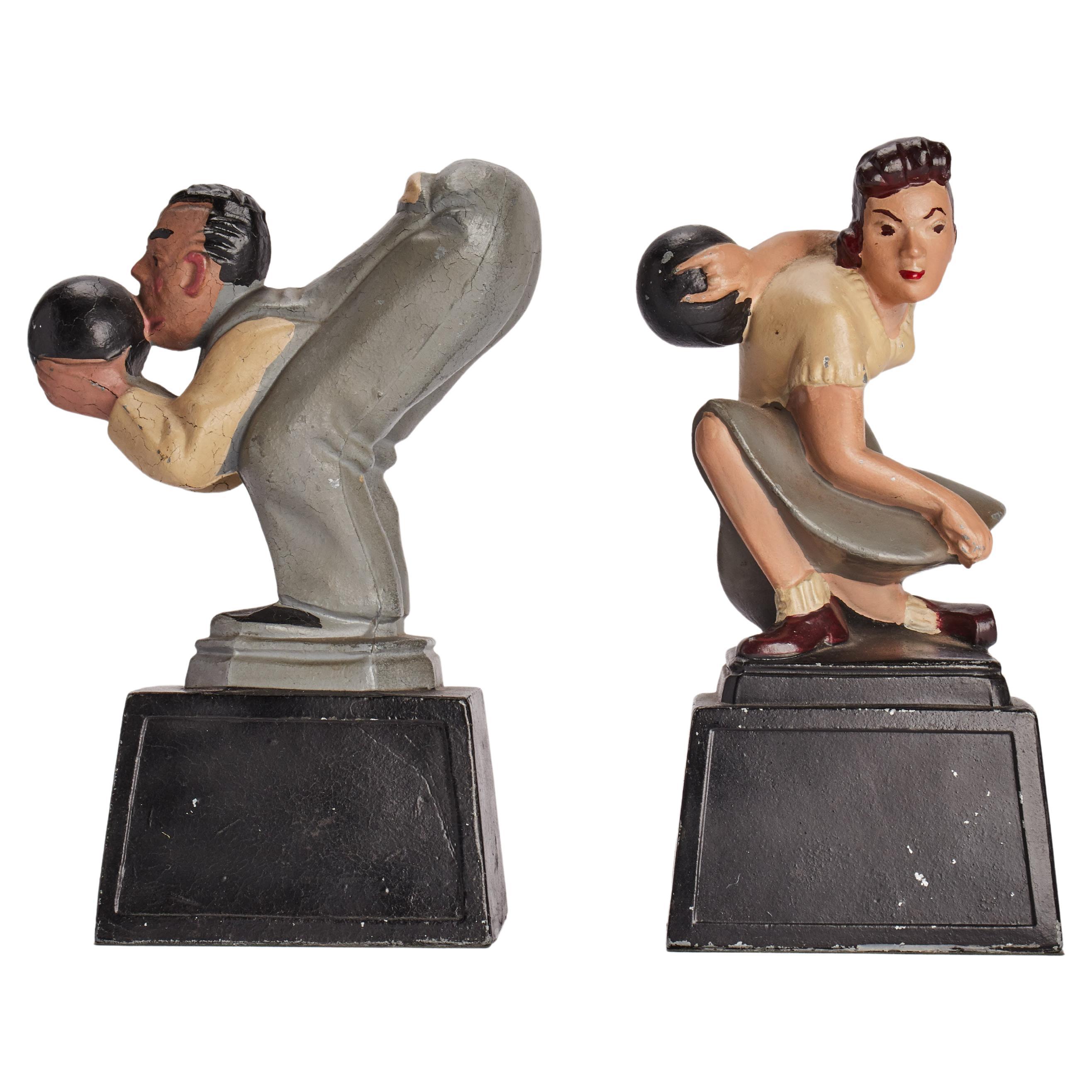 Art déco bowling bookends, USA 1930.   For Sale